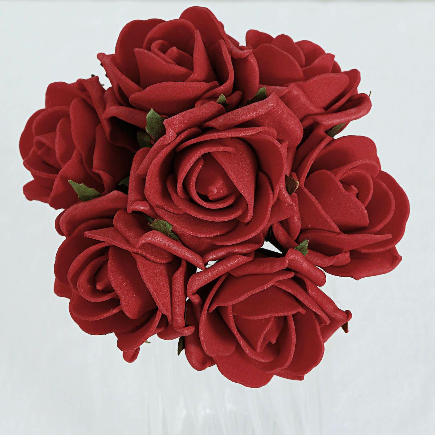 Craft Flowers | 24 Roses Red Artificial Foam Flowers With Stem Wire and Leaves 2″ Craft Flowers Craft Flowers