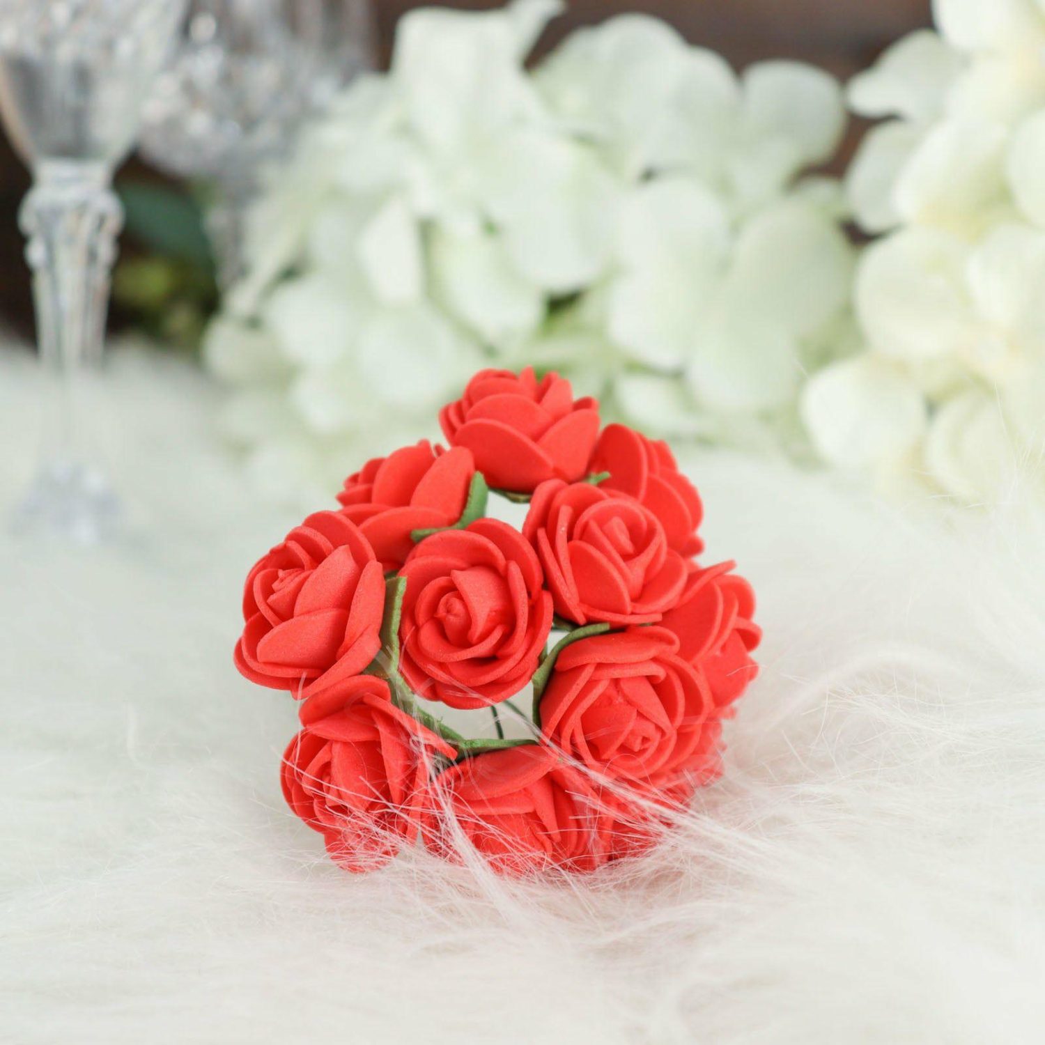 Craft Flowers | 48 Roses Red Real Touch Artificial DIY Foam Rose Flowers With Stem, Craft Rose Buds 1″ Craft Flowers Craft Flowers