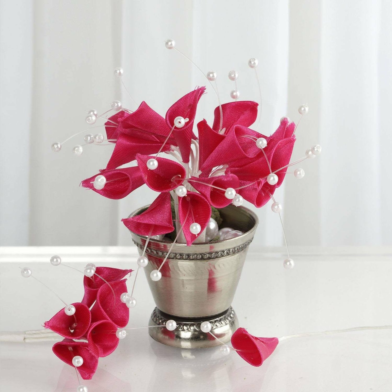 Craft Flowers | Fuchsia Artificial Floral Calla Lily Bead Flowers 72 Craft Flowers Craft Flowers