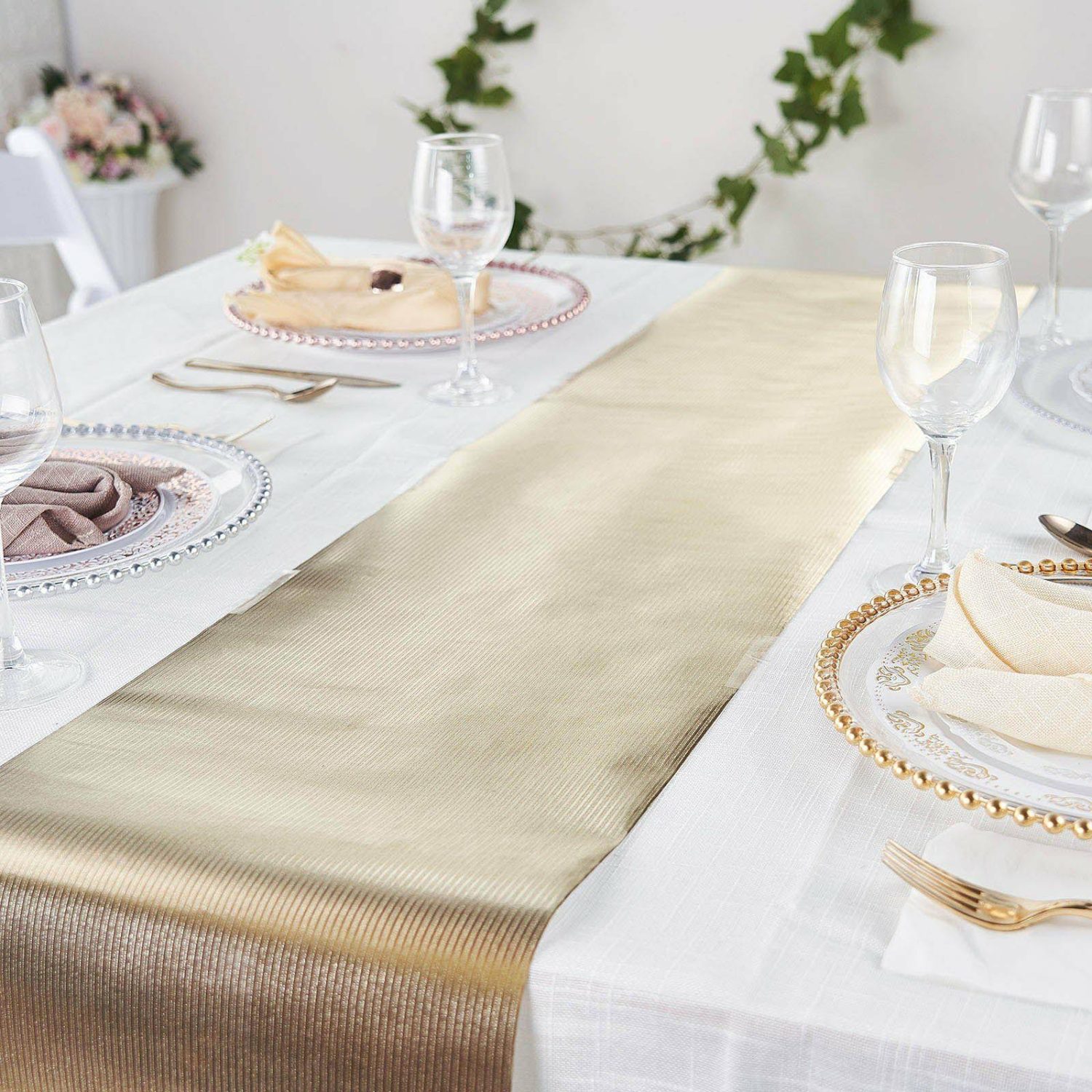 Disposable Runners | Gold Glamorous Column Print Table Runner, Disposable Paper Table Runner 9ft Disposable Runners Disposable Runners