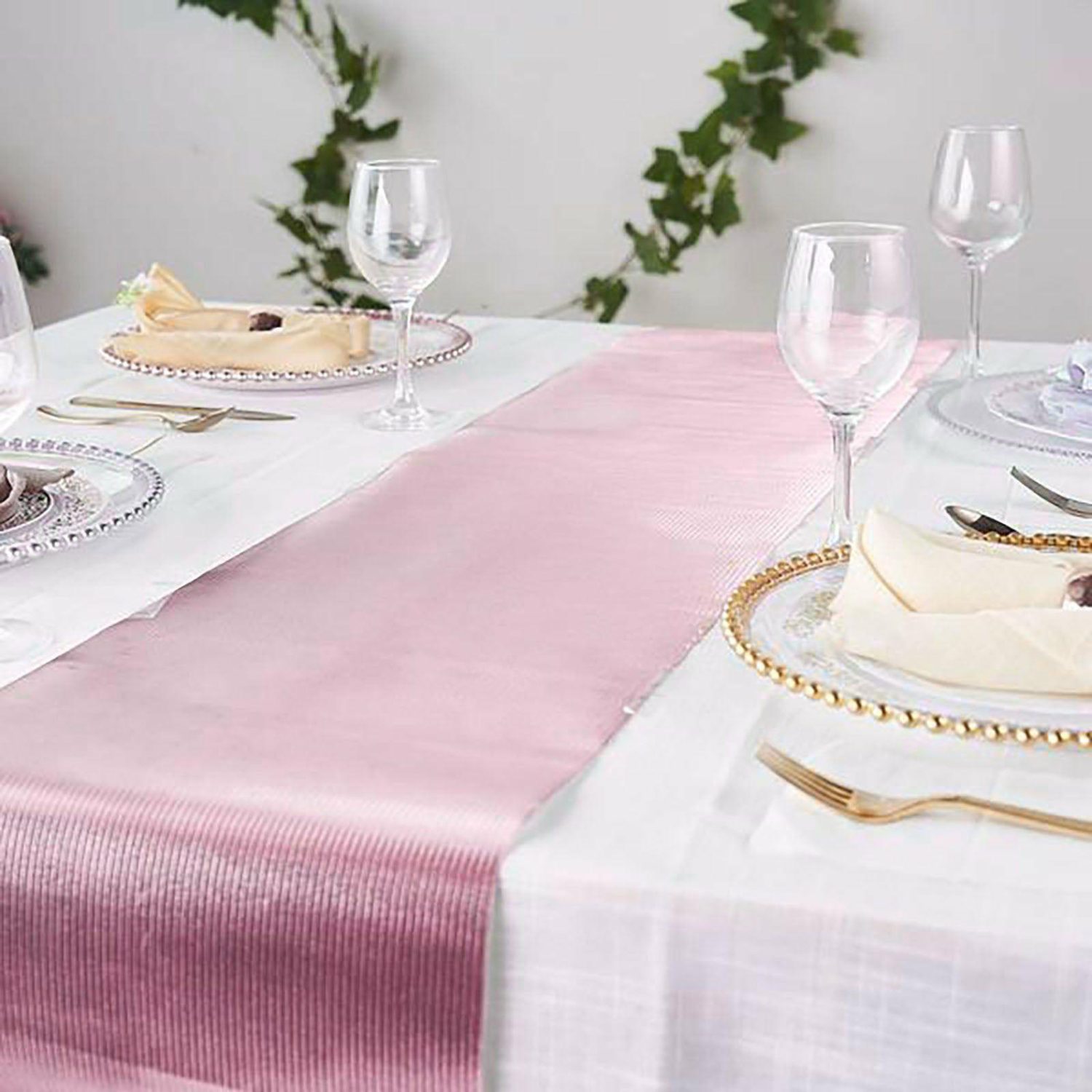 Disposable Runners | Rose Gold Glamorous Column Print Table Runner, Disposable Paper Table Runner 9ft Disposable Runners Disposable Runners