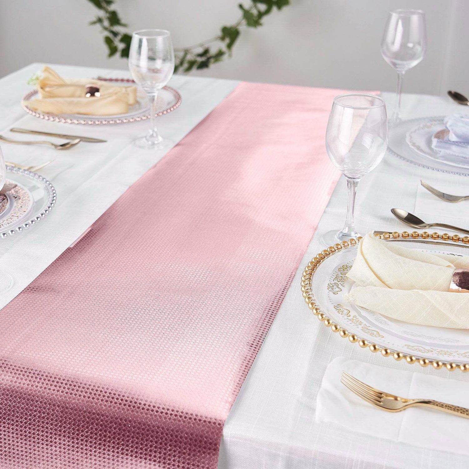 Disposable Runners | Rose Gold Glamorous Diamond Print Table Runner, Disposable Paper Table Runner 9ft Disposable Runners Disposable Runners