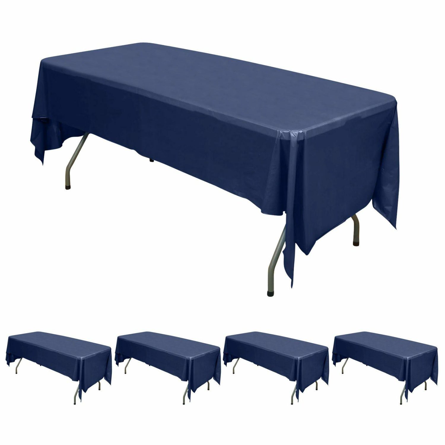 Disposable Tablecloth | 5 Pack Navy Blue Rectangle Plastic Table Covers, 54″x108″ PVC Waterproof Disposable Tablecloths Disposable Table Cover Disposable Tablecloth