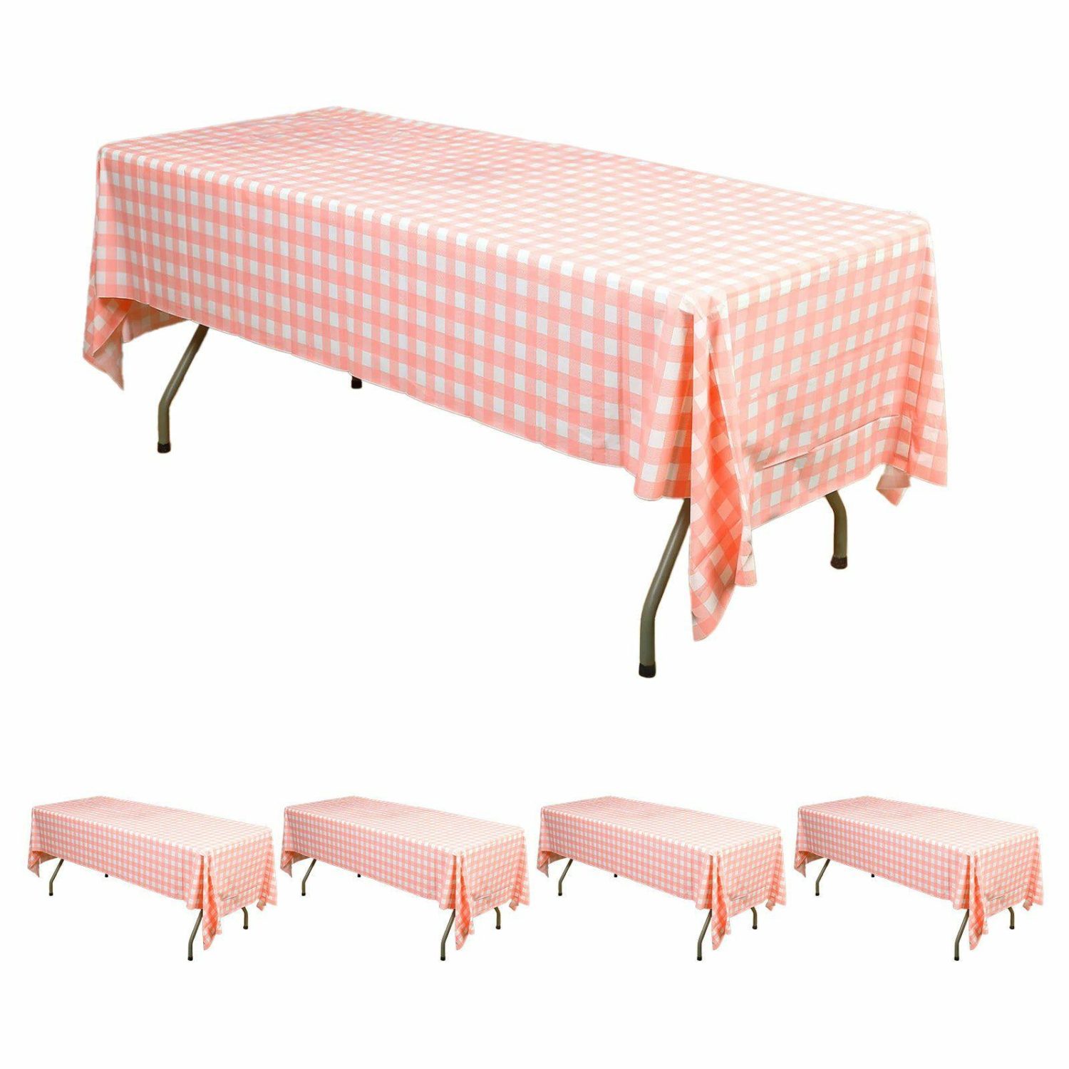 Disposable Tablecloth | 5 Pack Pink Checkered Rectangle Plastic Table Covers, 54″x108″ PVC Waterproof Disposable Tablecloths Disposable Table Cover Disposable Tablecloth