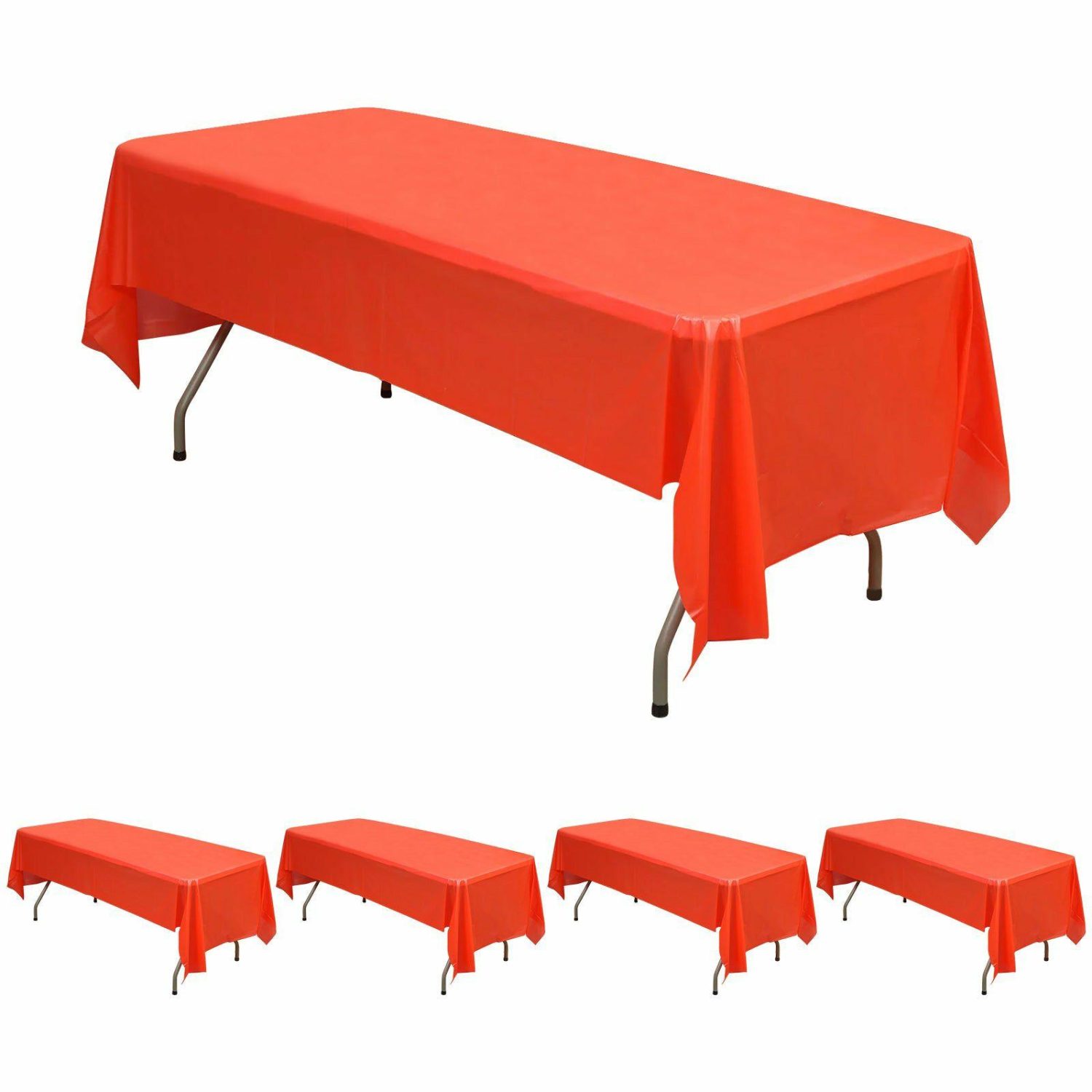 Disposable Tablecloth | 5 Pack Red Rectangle Plastic Table Covers, 54″x108″ PVC Waterproof Disposable Tablecloths Disposable Table Cover Disposable Tablecloth