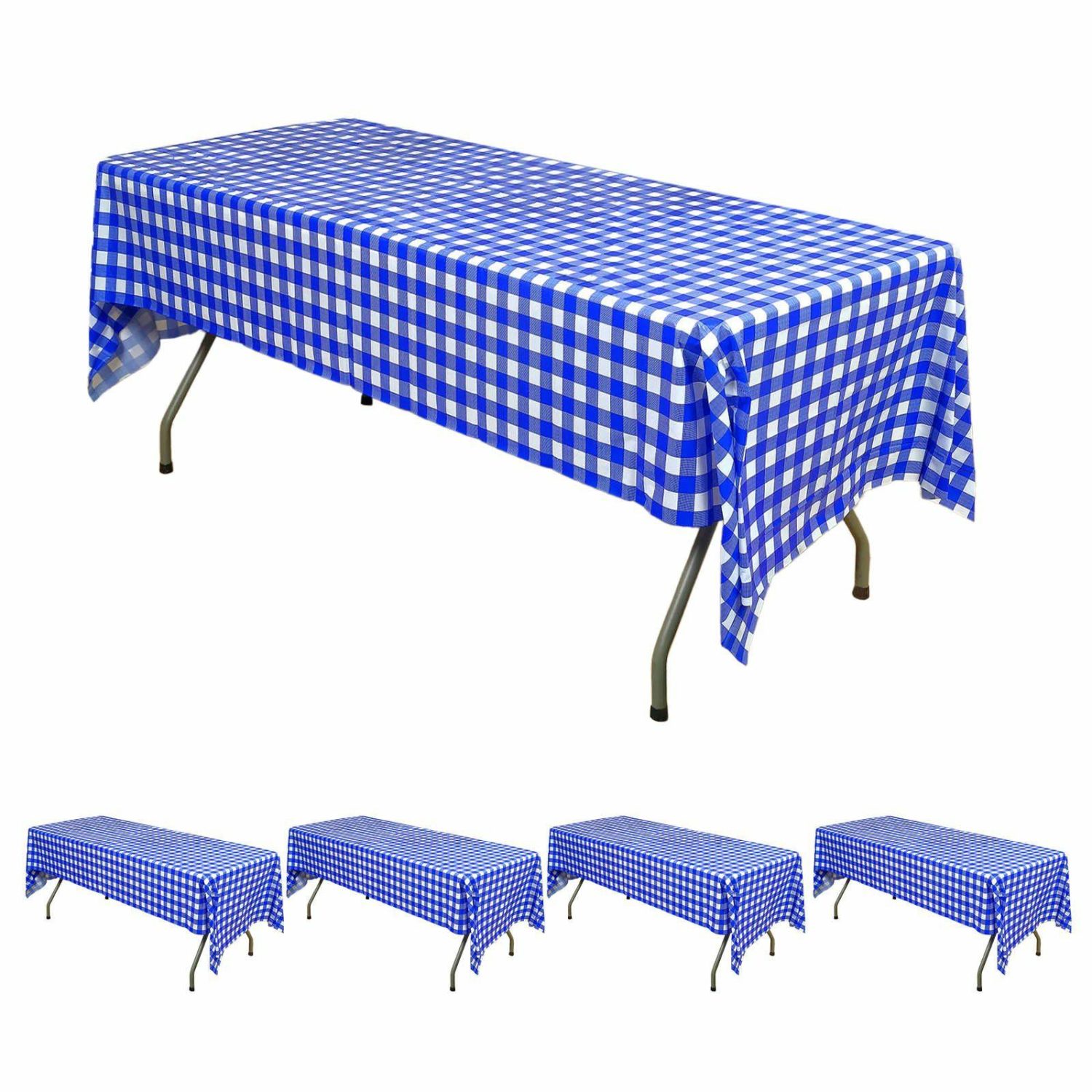 Disposable Tablecloth | 5 Pack Royal Blue Checkered Rectangle Plastic Table Covers, 54″x108″ PVC Waterproof Disposable Tablecloths Disposable Table Cover Disposable Tablecloth