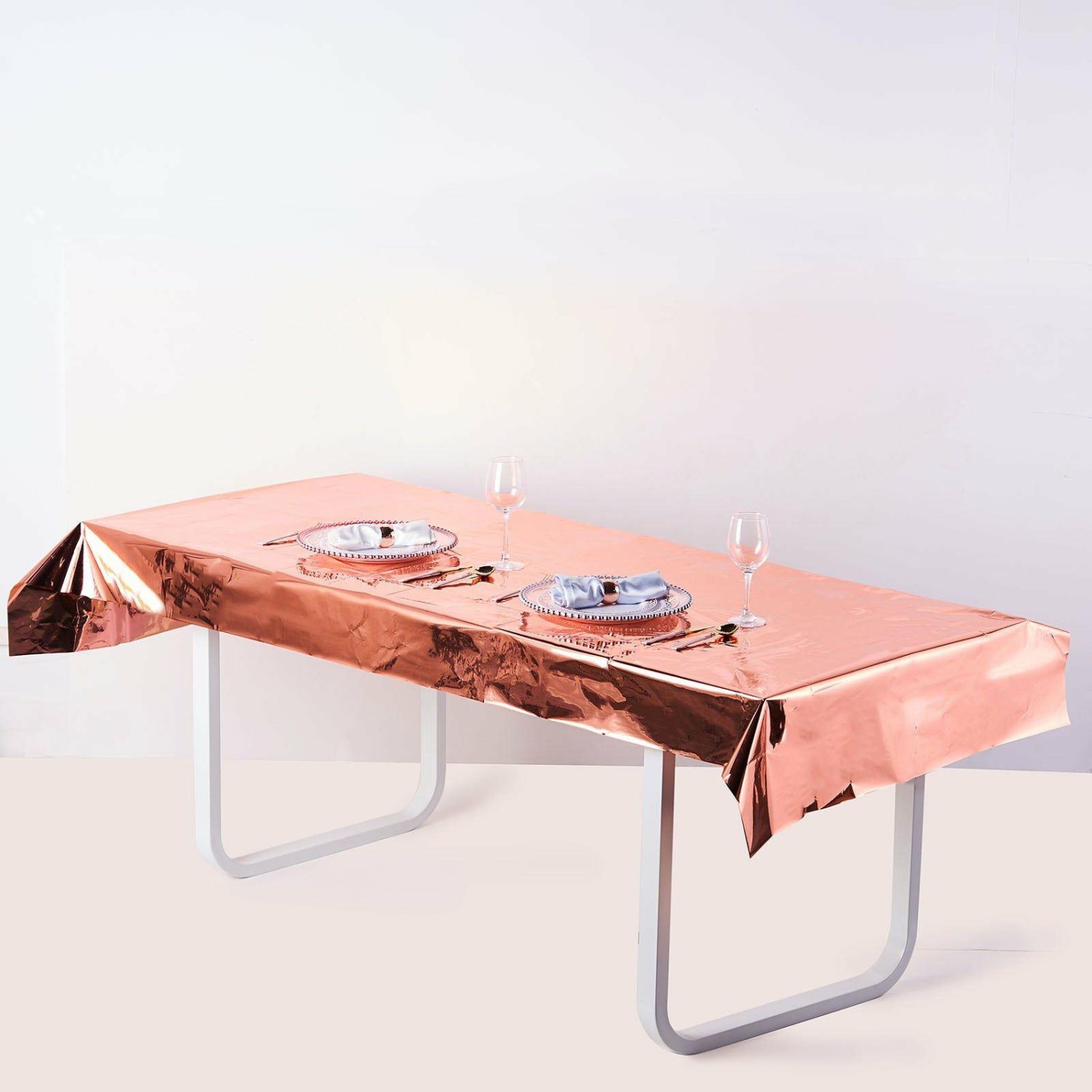 Disposable Tablecloth | Rose Gold Metallic Foil Rectangle Tablecloth, Disposable Table Cover 40″x90″ Disposable Table Cover Disposable Tablecloth