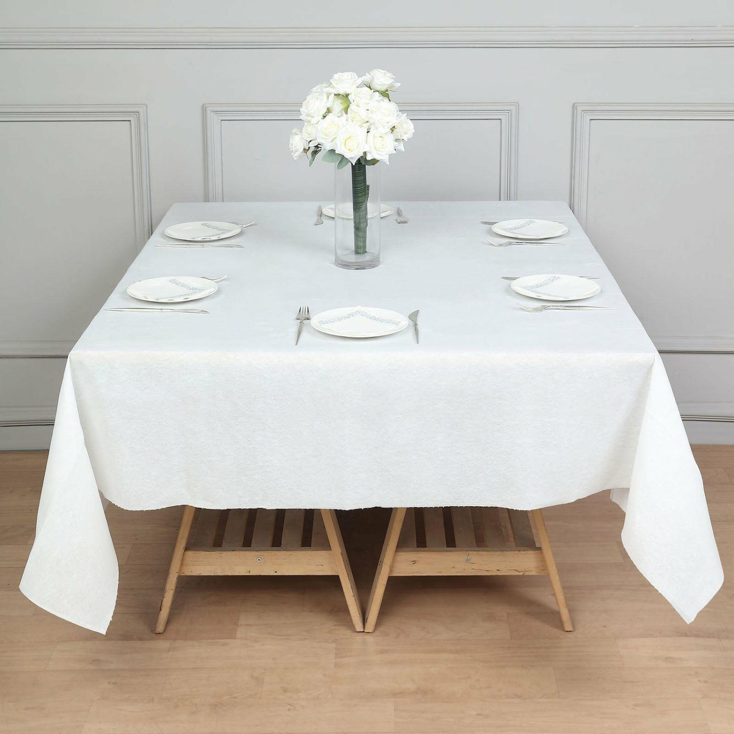 Disposable Tablecloth | White Airlaid Paper Tablecloth, Soft Linen-Feel Disposable Square Tablecloth 70″x70″ Disposable Table Cover Disposable Tablecloth