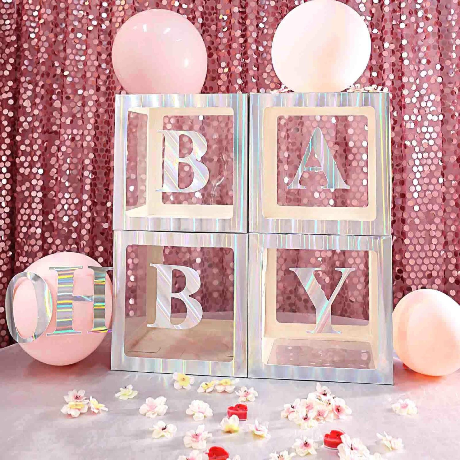 DIY Balloon Decorations | 2 Pack Iridescent Transparent DIY Balloon Boxes, Baby Shower Party Decoration Boxes 12″ Balloons DIY Balloon Decorations