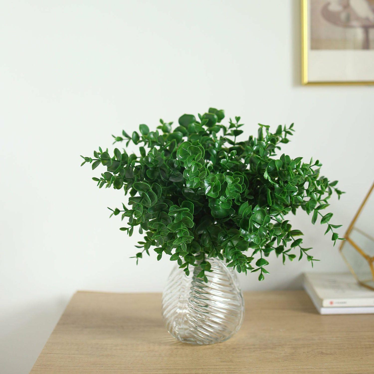 Eucalyptus & Boxwood | 3 Stems Artificial Eucalyptus Bush, Faux Greenery Bouquet Plants 13″ Artificial Plants Eucalyptus & Boxwood