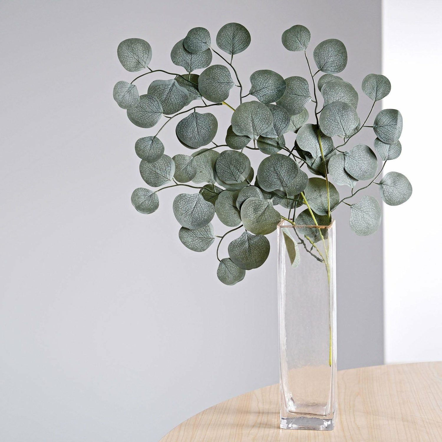 Eucalyptus & Boxwood | 4 Pack Real Touch Frosted Green Artificial Silk Eucalyptus Leaf Stems 25″ Artificial Plants Eucalyptus & Boxwood