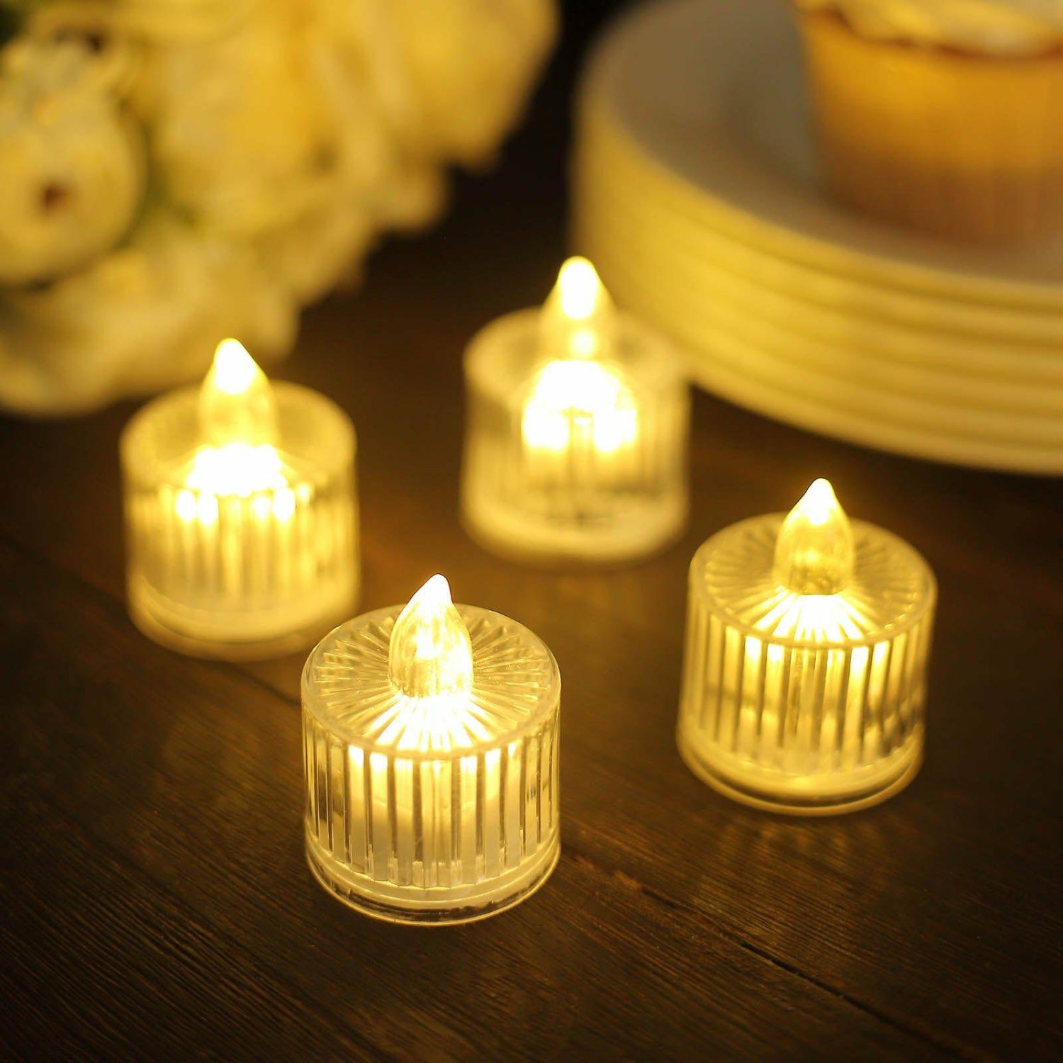 Flameless Candles | 12 Pack Warm White Column Battery-Operated LED Tealight Candles, Decorative Flameless Tea Lights 2″ Candles Flameless Candles