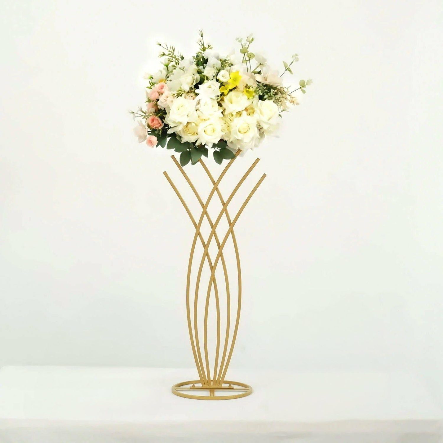 Floor Vase & Candelabra | Gold Metal Mermaid Tail Flower Frame Table Centerpiece, Wedding Floral Display Stand 2ft Tall Display Props Floor Vase & Candelabra