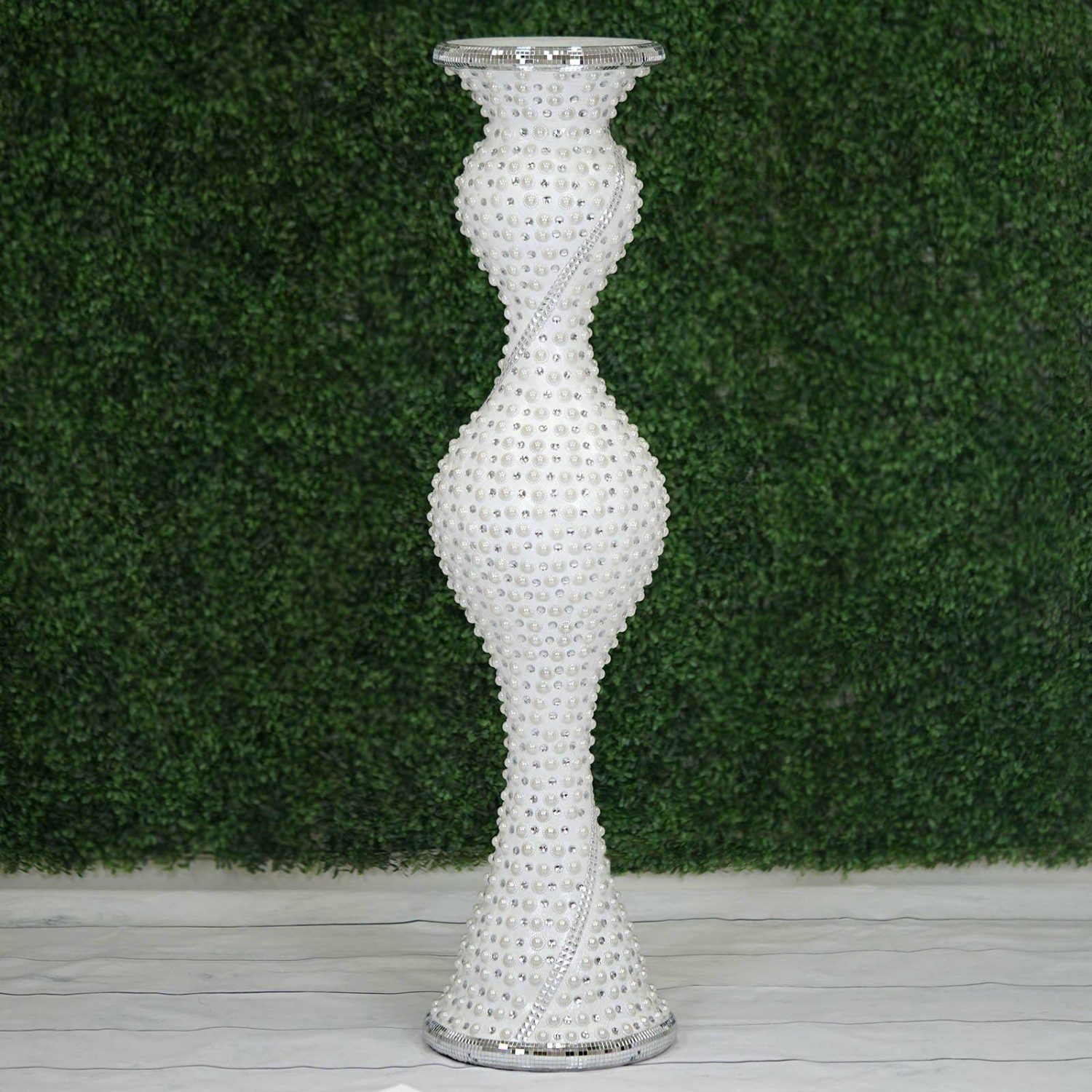 Floor Vase & Candelabra | Magical Mermaid Style Mirror Mosaic and Pearl Studded Floor Vase 40″ Display Props Floor Vase & Candelabra