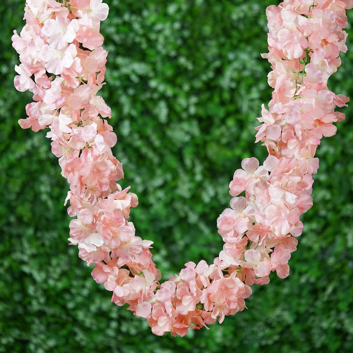 Floral Garlands | Blush Artificial Silk Hydrangea Hanging Flower Garland Vine 7ft Floral Garlands Blush