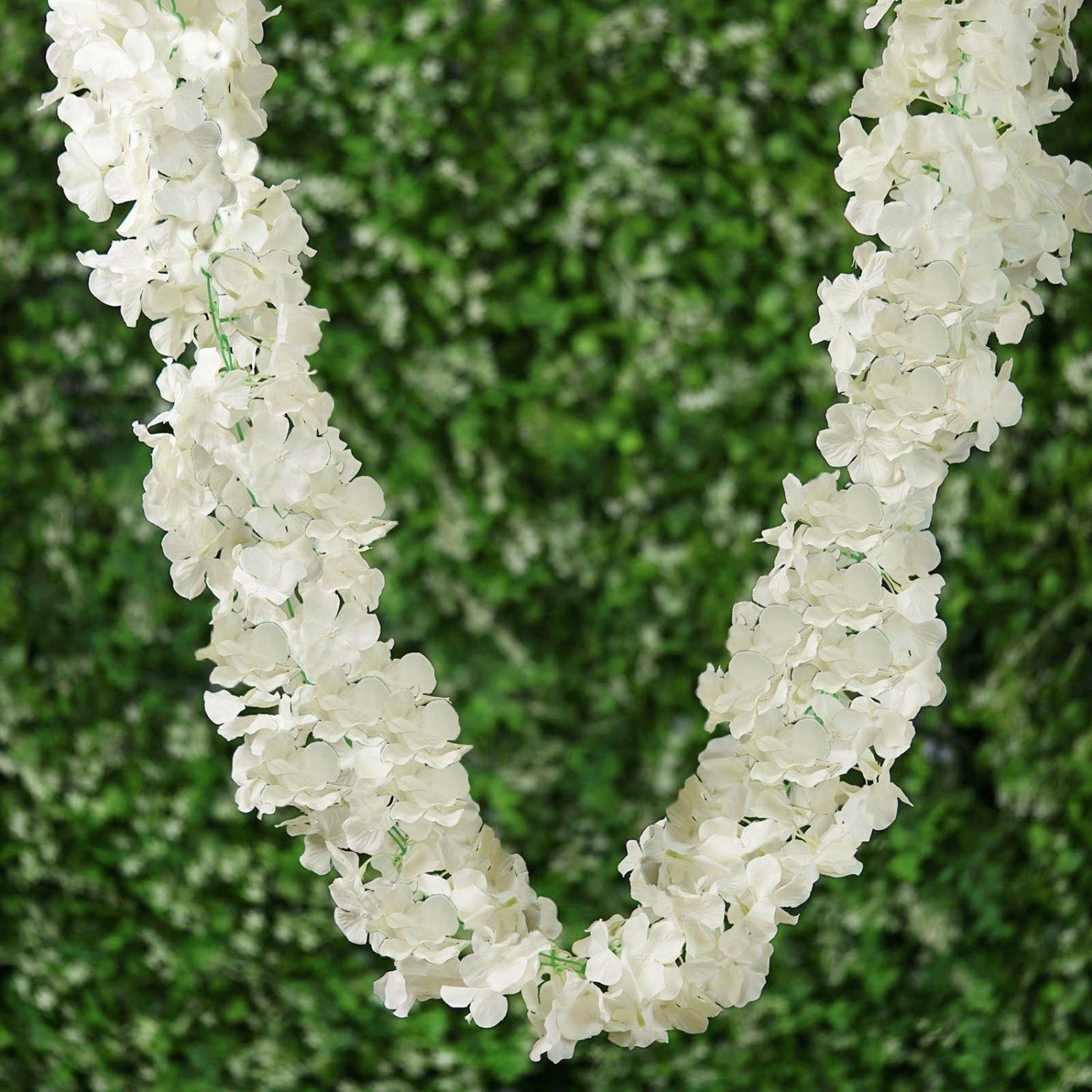 Floral Garlands | Cream Artificial Silk Hydrangea Hanging Flower Garland Vine 7ft Floral Garlands Cream