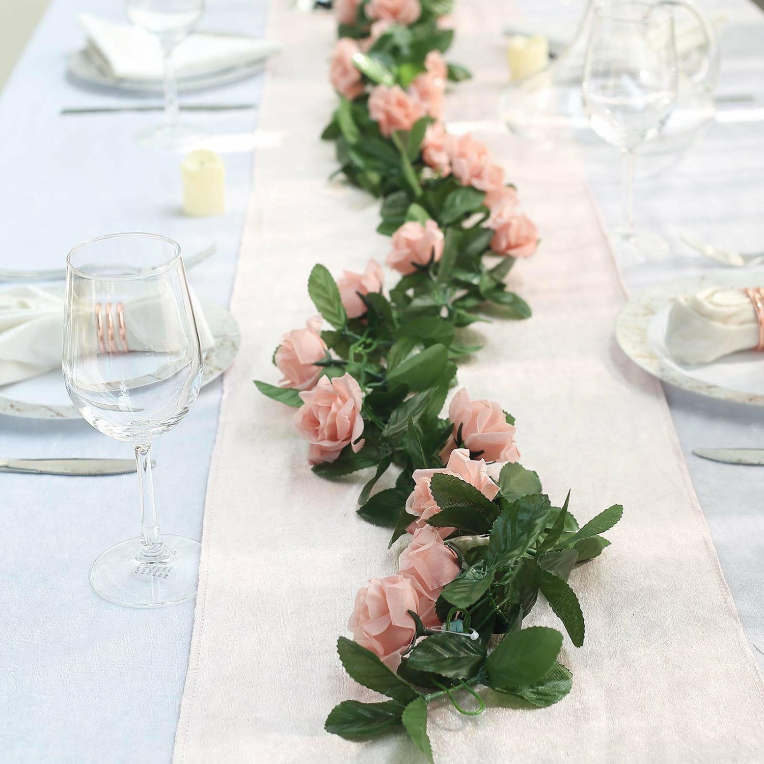 Floral Garlands | Dusty Rose Artificial Silk Rose Garland UV Protected Flower Chain 6ft Floral Garlands Dusty rose