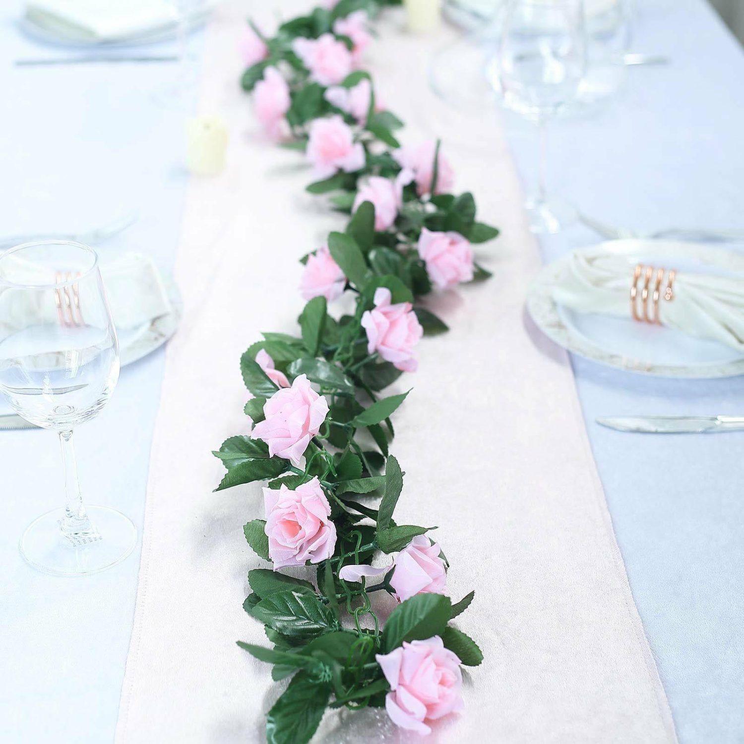 Floral Garlands | Pink Artificial Silk Rose Garland UV Protected Flower Chain 6ft Floral Garlands Floral Garlands