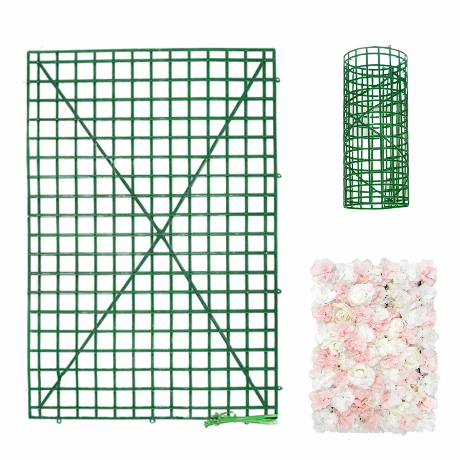 Floral Supplies | 10 Pack Dark Green DIY Plastic Mesh Flower Wall Panel Fences, Artificial Plant Wall Backdrop Grid Frames 24″x16″ Floral Planter & Supplies Floral Supplies