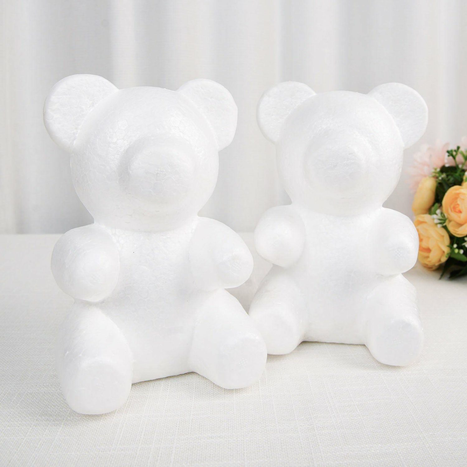 Floral Supplies | 2 Pack DIY White 3D Modeling StyroFoam Bears, Polystyrene Craft Foam Animals 7″ Floral Planter & Supplies Floral Supplies