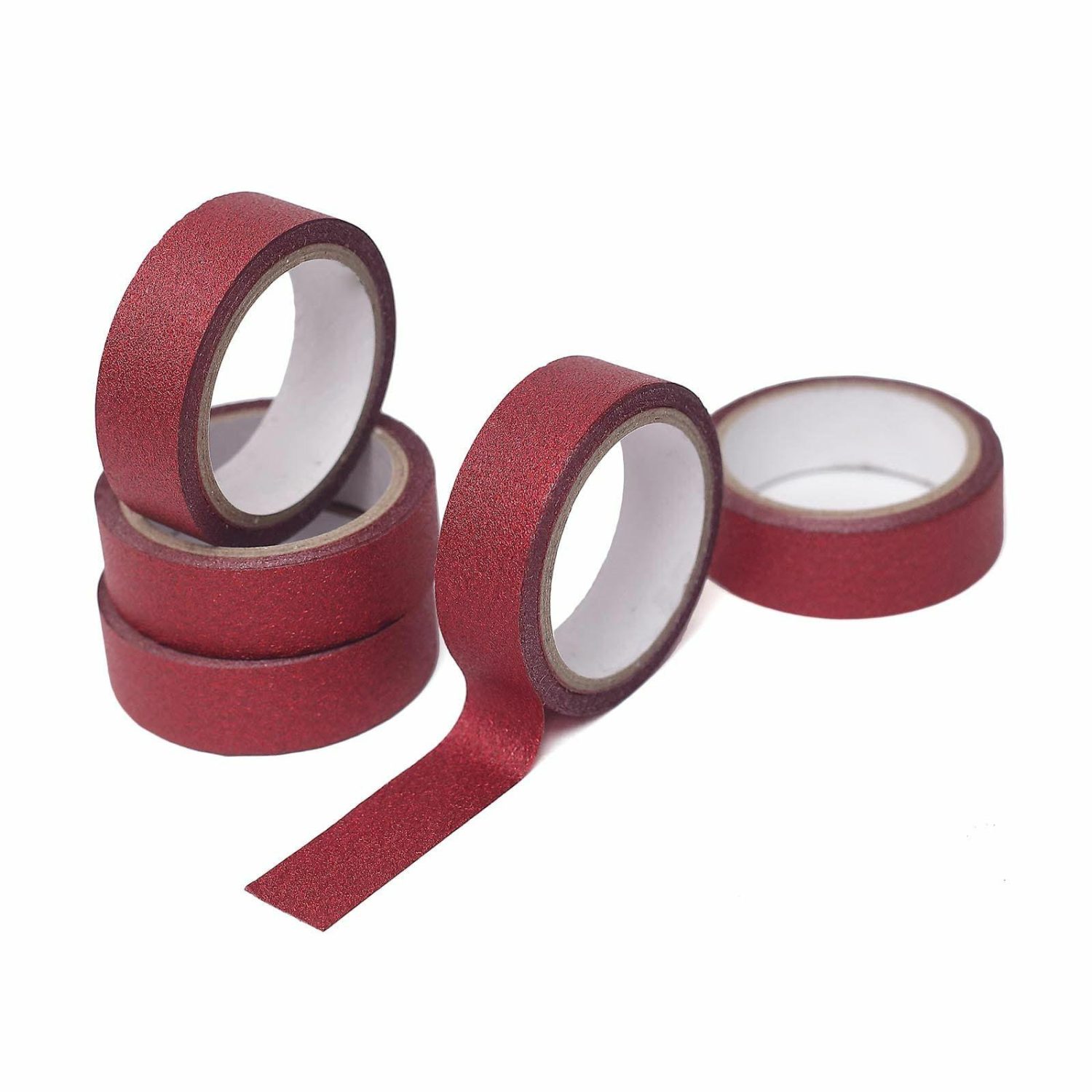 Floral Supplies | 5 Pack Burgundy Washi DIY Craft Glitter Tape 0.5″x5 Yards Floral Planter & Supplies Burgundy