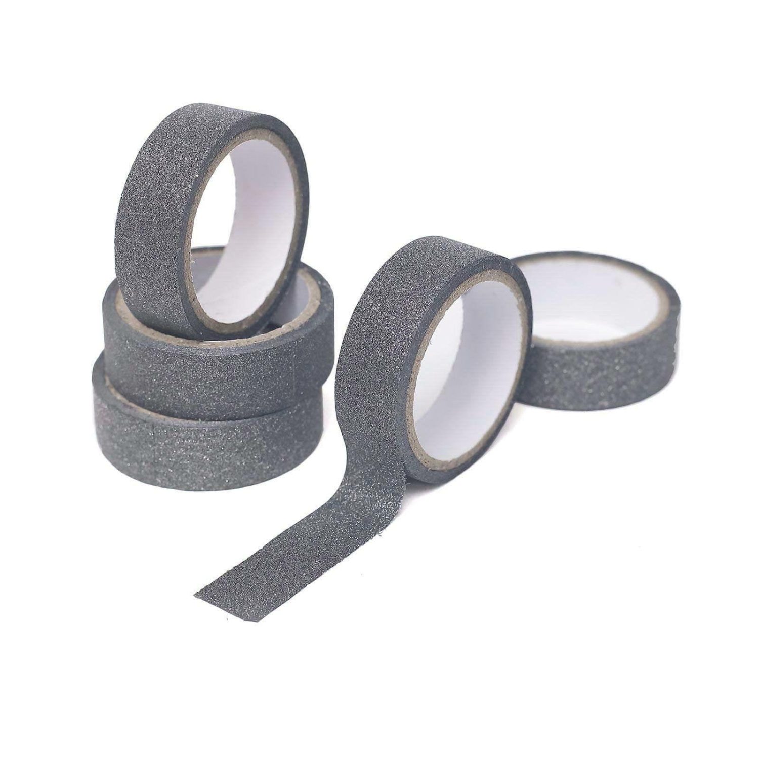 Floral Supplies | 5 Pack Charcoal Gray Washi DIY Craft Glitter Tape 0.5″x5 Yards Floral Planter & Supplies Charcoal gray