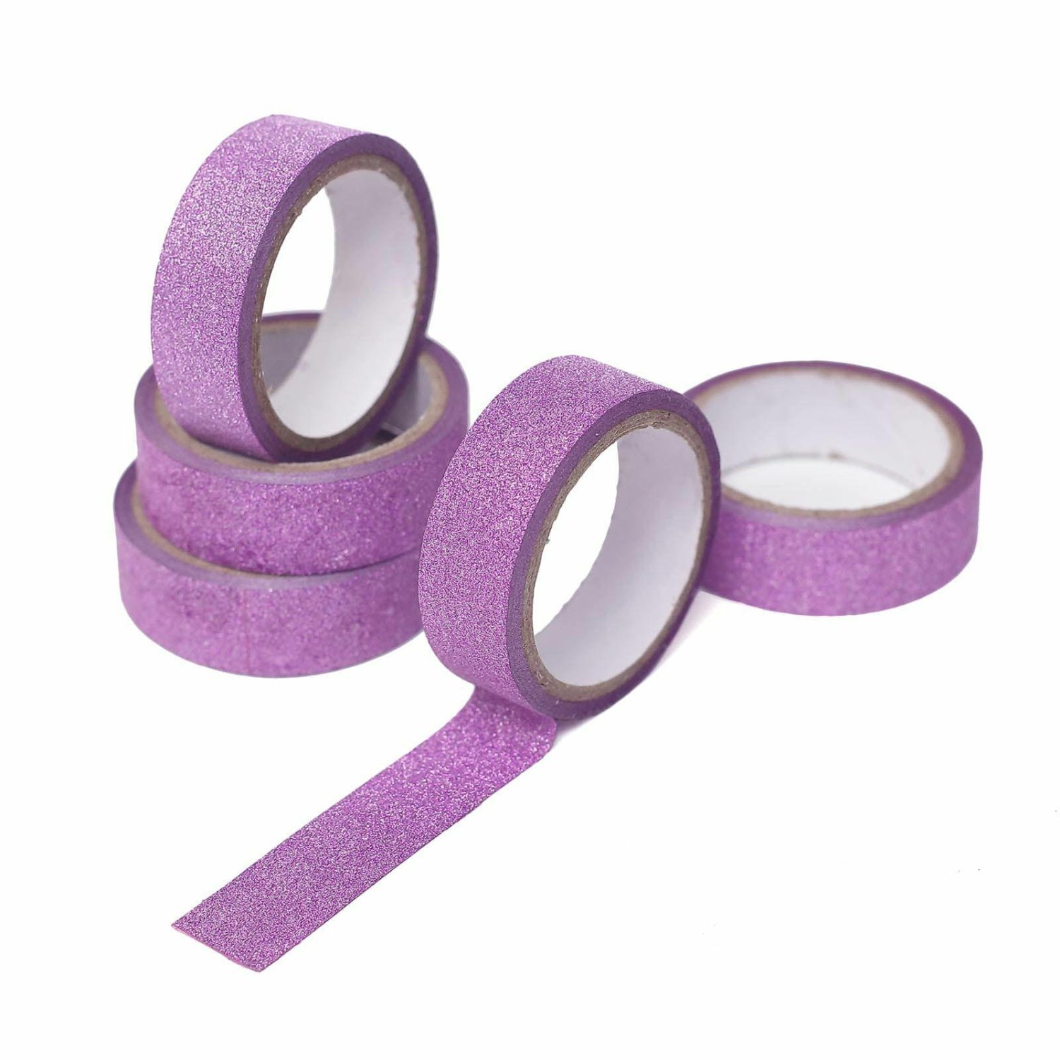 Floral Supplies | 5 Pack Purple Washi DIY Craft Glitter Tape 0.5″x5 Yards Floral Planter & Supplies Floral Supplies