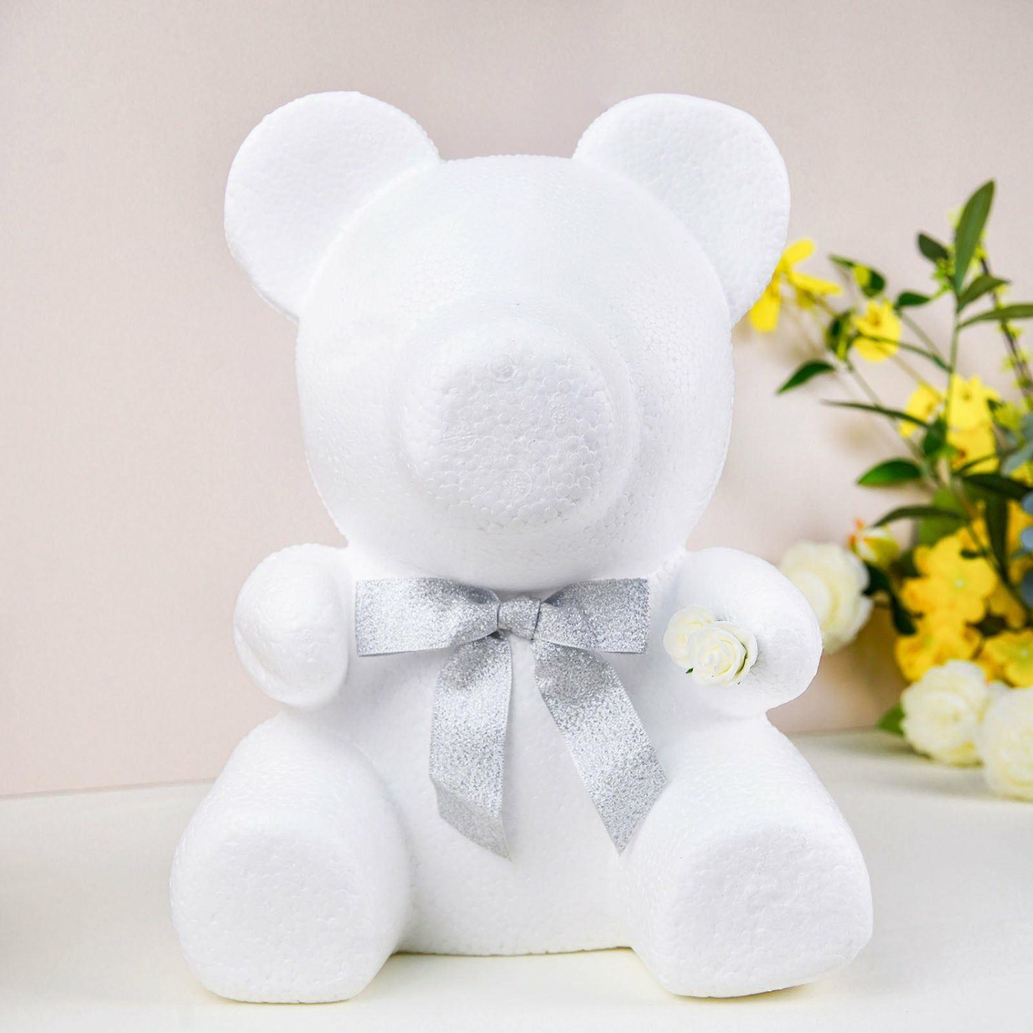 Floral Supplies | DIY White 3D Modeling StyroFoam Bear, Polystyrene Craft Foam Animal 12″ Floral Planter & Supplies Floral Supplies