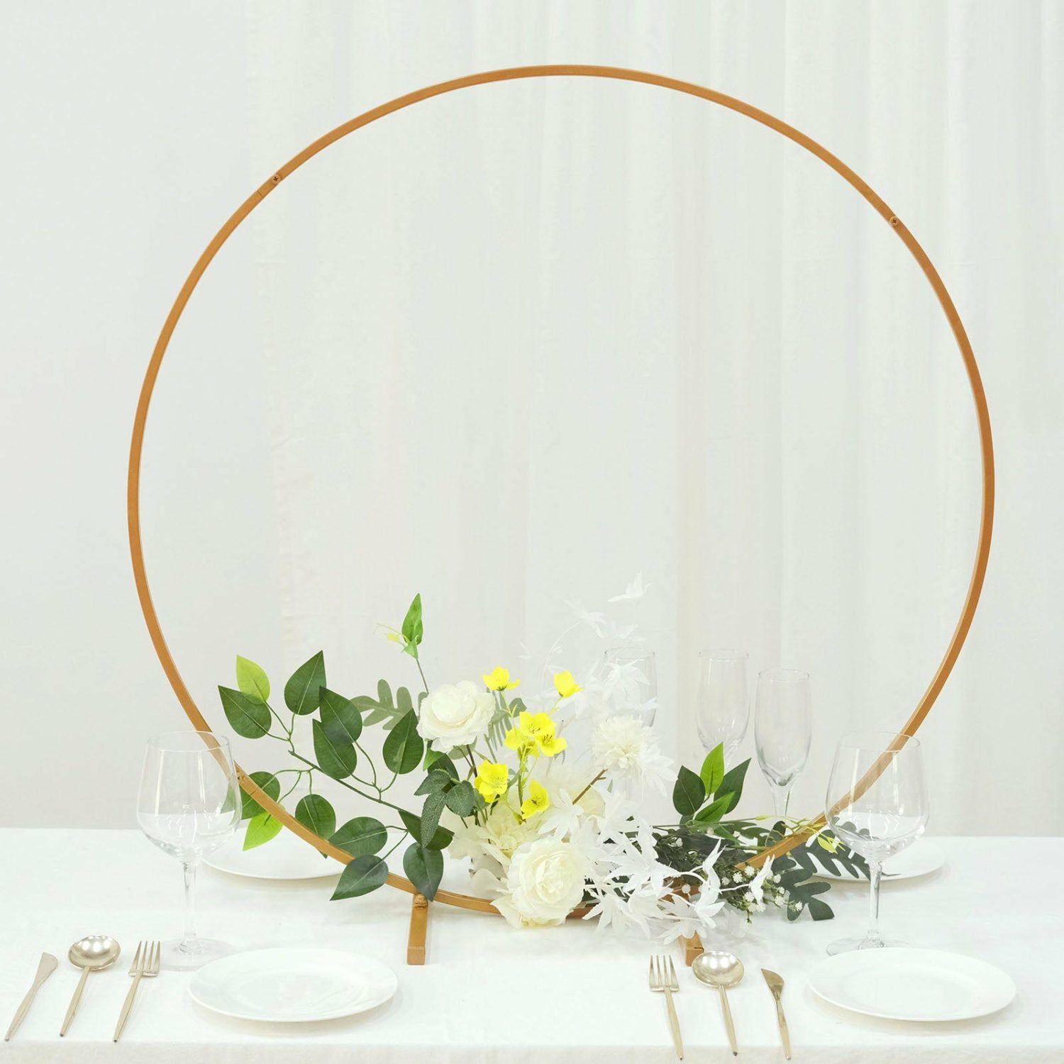 Floral Supplies | Gold Metal Round Hoop Wedding Centerpiece, Self Standing Table Floral Wreath Frame 32″ Floral Planter & Supplies Floral Supplies