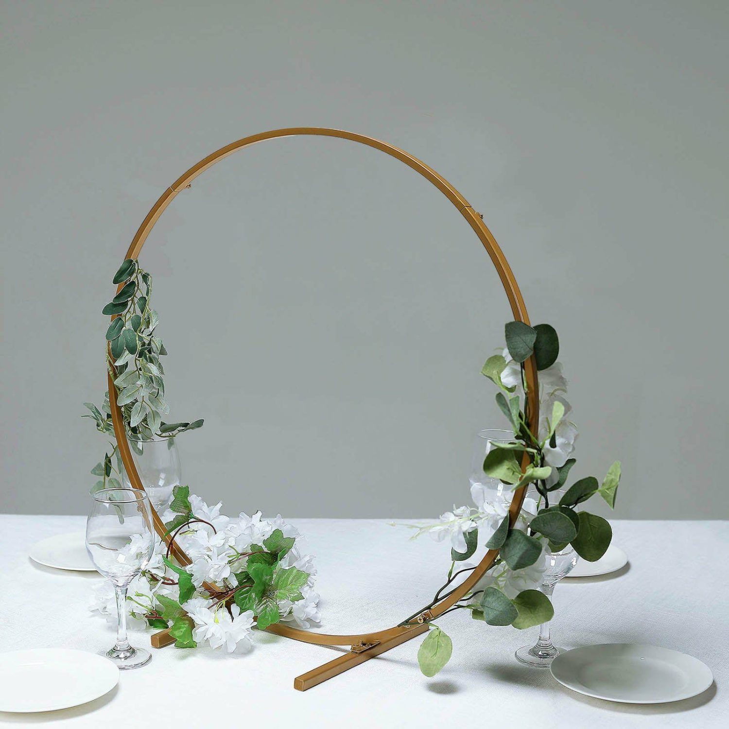 Floral Supplies | Gold Round Arch Wedding Centerpiece, Metal Hoop Wreath Tabletop Decor 24″ Floral Planter & Supplies Floral Supplies