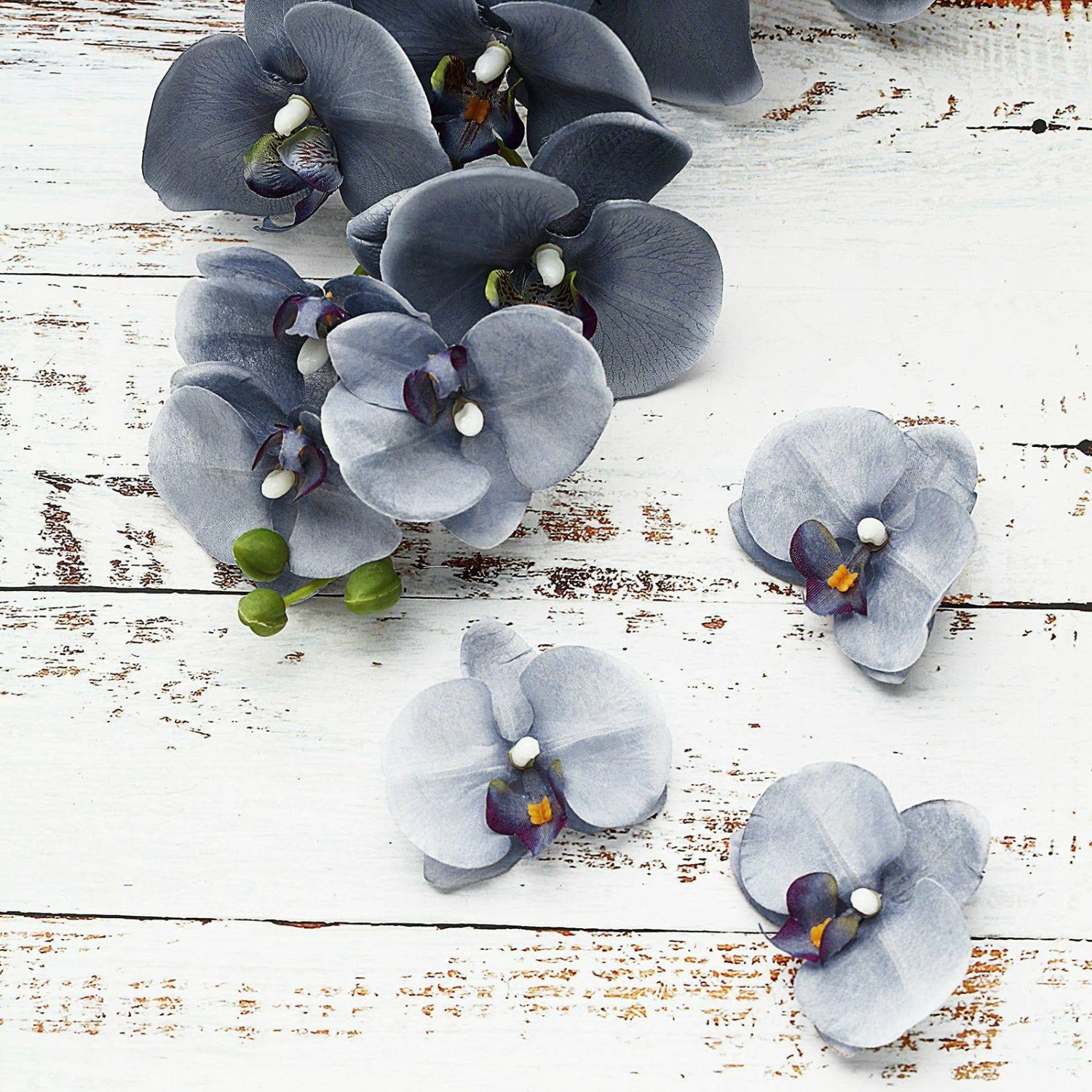 Flower Heads | 20 Flower Heads Charcoal Gray Artificial Silk Orchids DIY Crafts 4″ Accent Flowers Charcoal gray