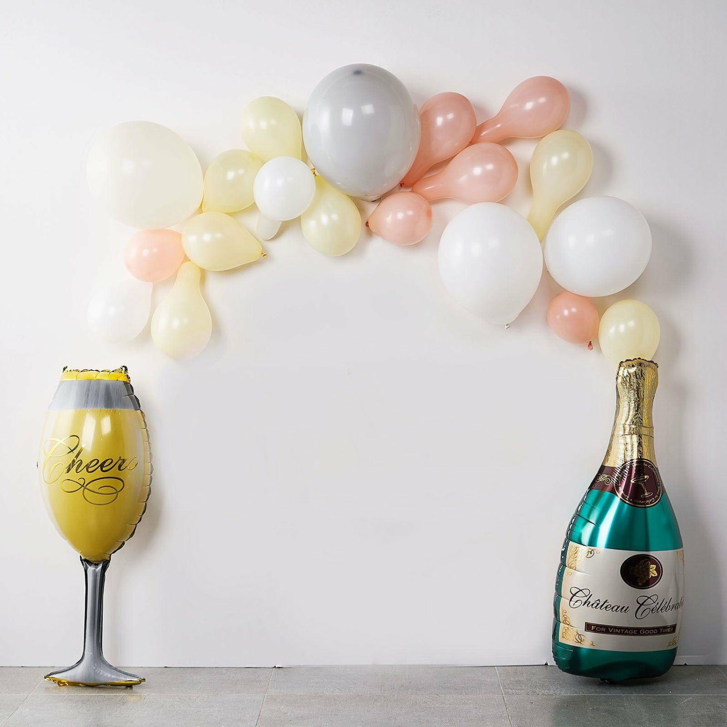 Foil Mylar & Vinyl Balloons | 1 Pair Champagne Bottle and Glass Mylar Foil Helium/Air Balloons 39″ Balloons Foil Mylar & Vinyl Balloons