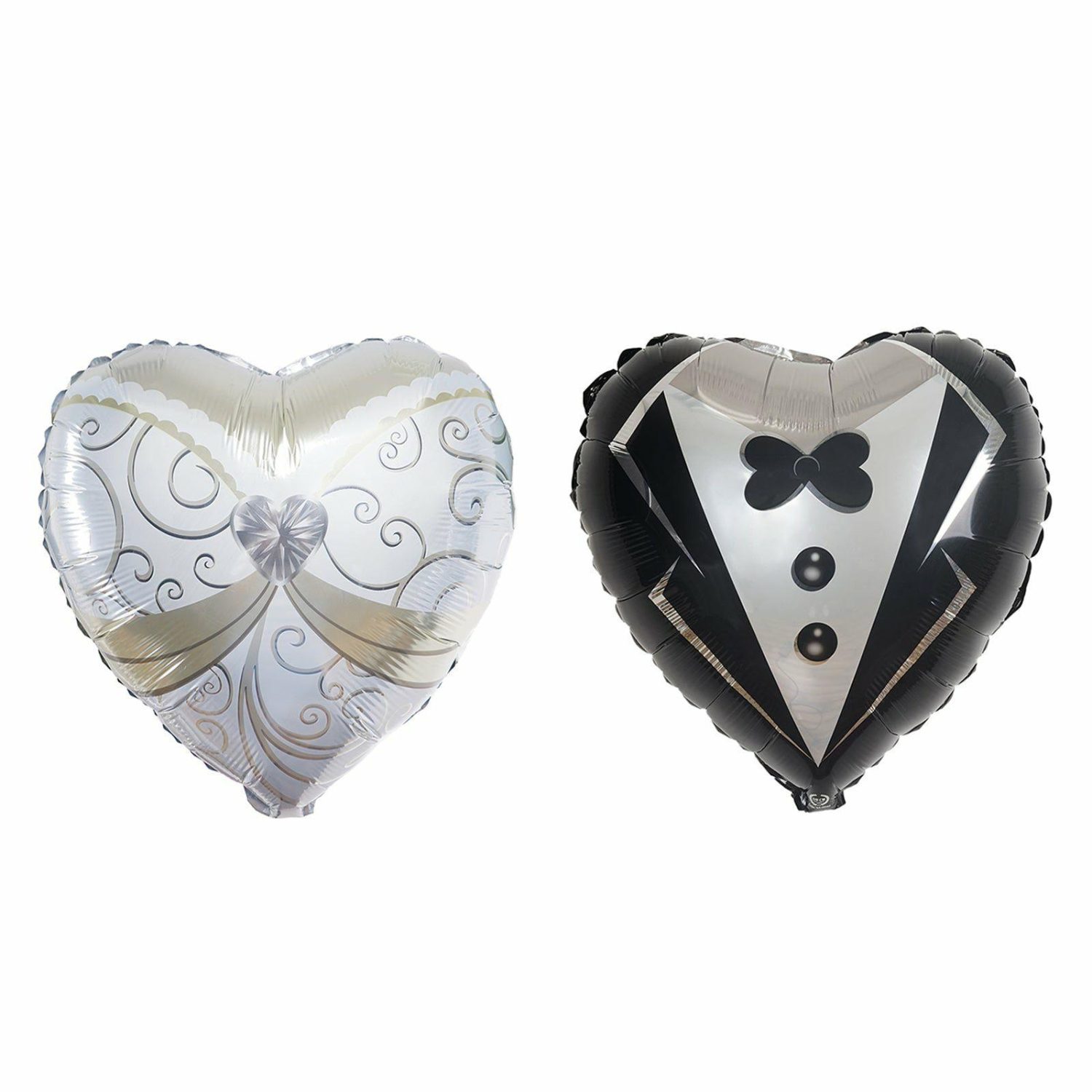 Foil Mylar & Vinyl Balloons | 1 Pair Heart Shaped Bride and Groom Mylar Foil Helium/Air Balloons 20″ Balloons Foil Mylar & Vinyl Balloons