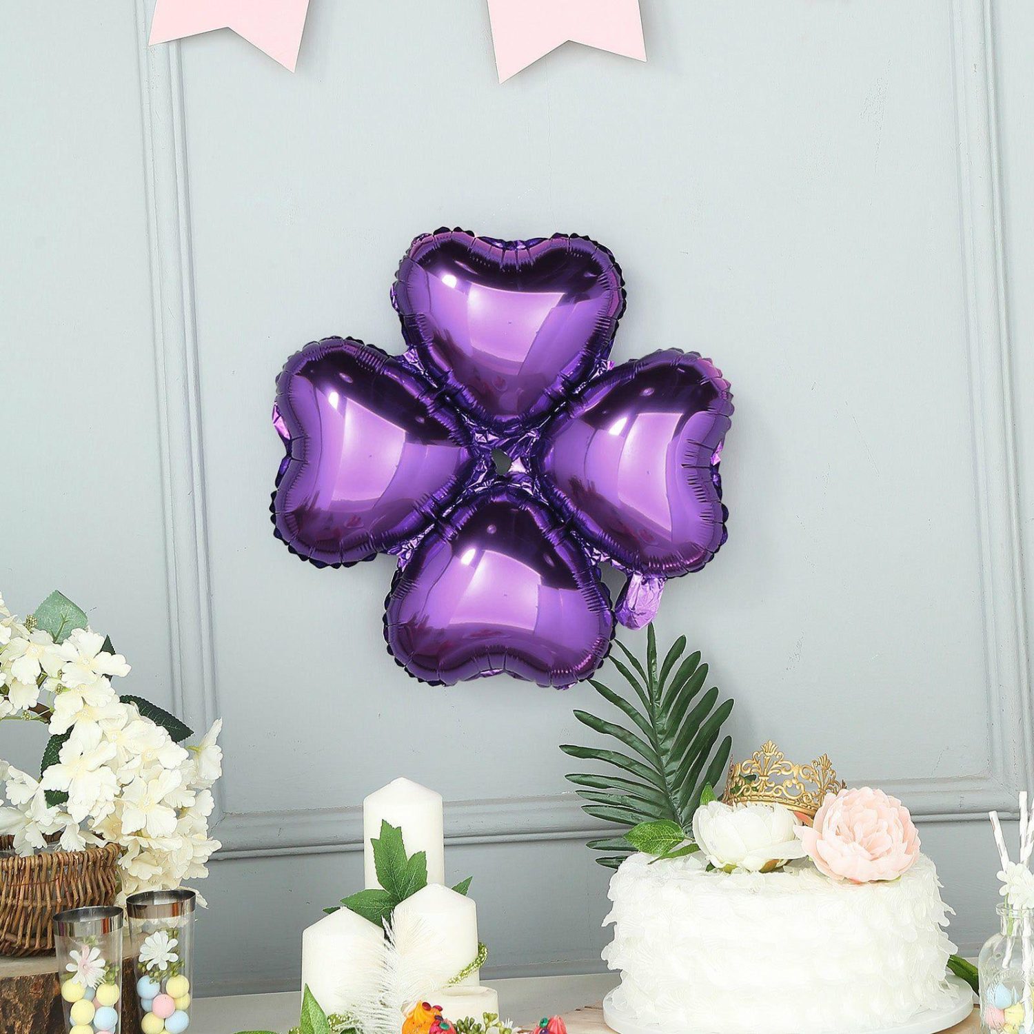 Foil Mylar & Vinyl Balloons | 10 Pack Shiny Purple Four Leaf Clover Shaped Mylar Foil Balloons 15″ Balloons Foil Mylar & Vinyl Balloons