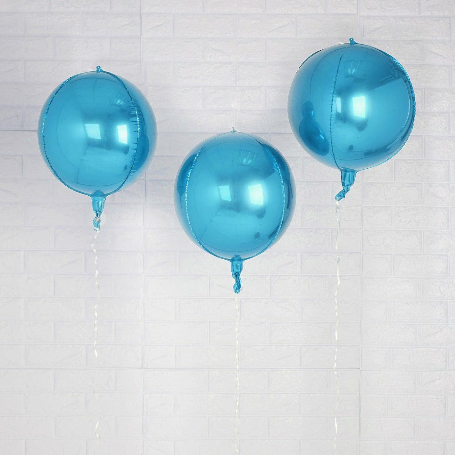 Foil Mylar & Vinyl Balloons | 2 Pack Metallic Blue Sphere Mylar Foil Helium or Air Balloons 12″ 4D Balloons Blue