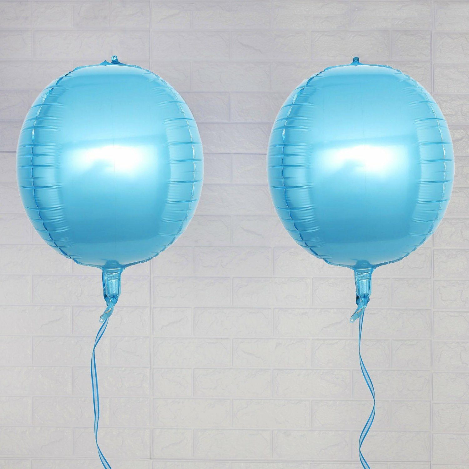 Foil Mylar & Vinyl Balloons | 2 Pack Metallic Blue Sphere Mylar Foil Helium or Air Balloons 14″ 4D Balloons Blue