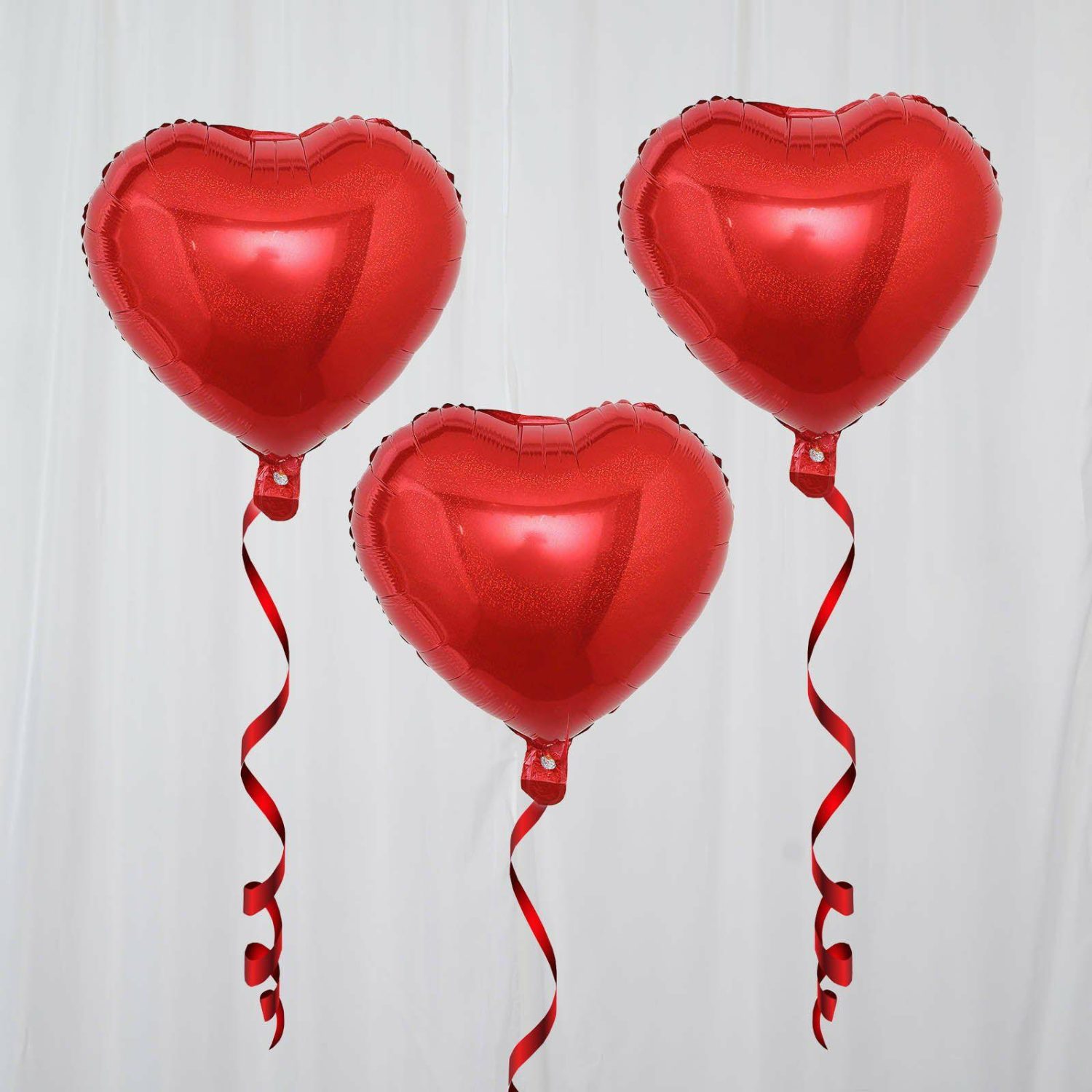 Foil Mylar & Vinyl Balloons | 2 Pack Metallic Red Heart Mylar Foil Helium or Air Balloons 15″ 4D Balloons Foil Mylar & Vinyl Balloons