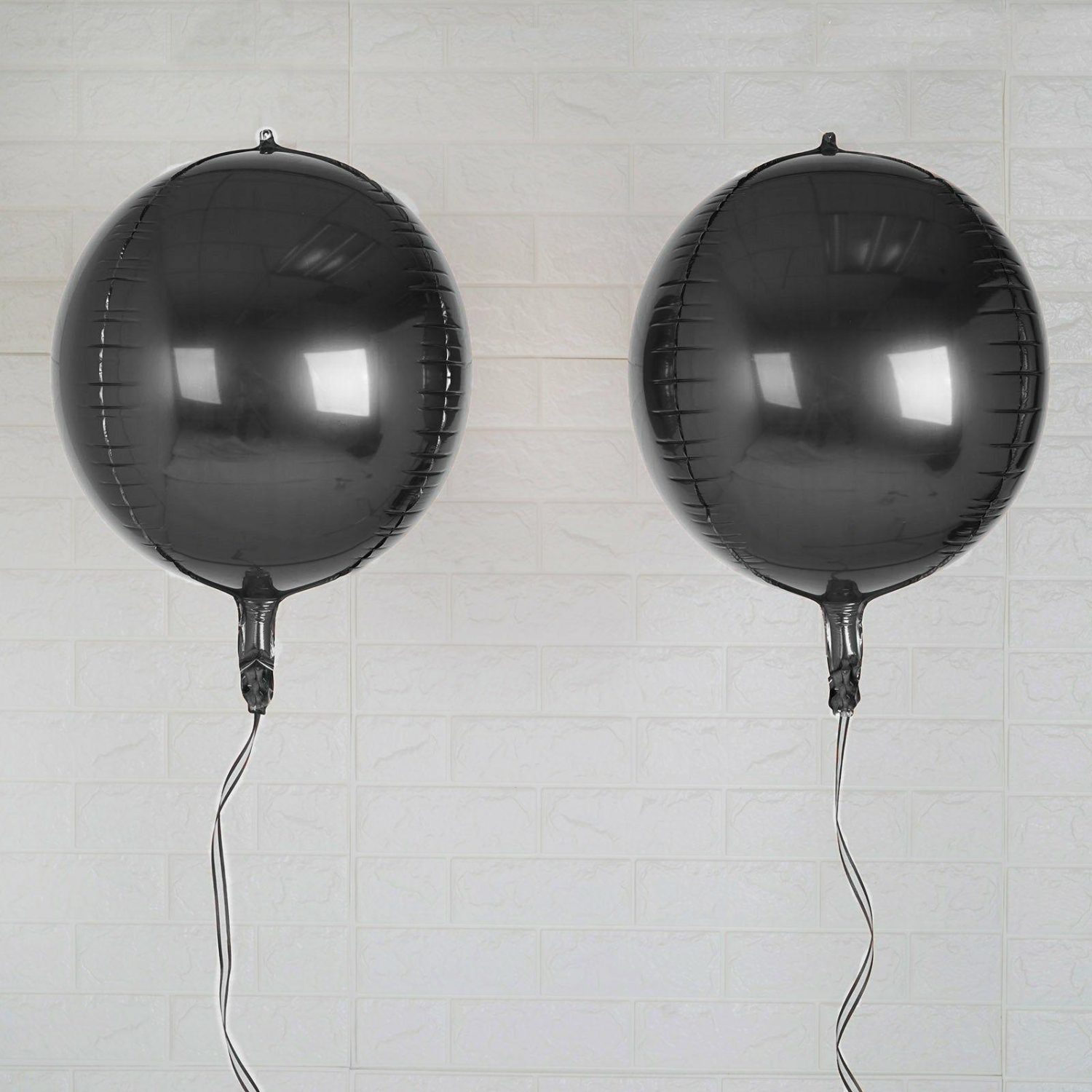 Foil Mylar & Vinyl Balloons | 2 Pack Shiny Black Sphere Mylar Foil Helium or Air Balloons 14″ 4D Balloons Black