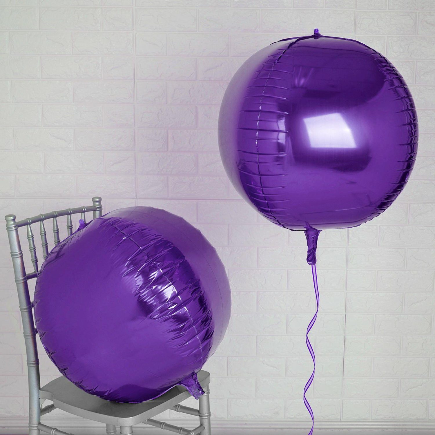 Foil Mylar & Vinyl Balloons | 2 Pack Shiny Purple Sphere Mylar Foil Helium or Air Balloons 18″ 4D Balloons Foil Mylar & Vinyl Balloons