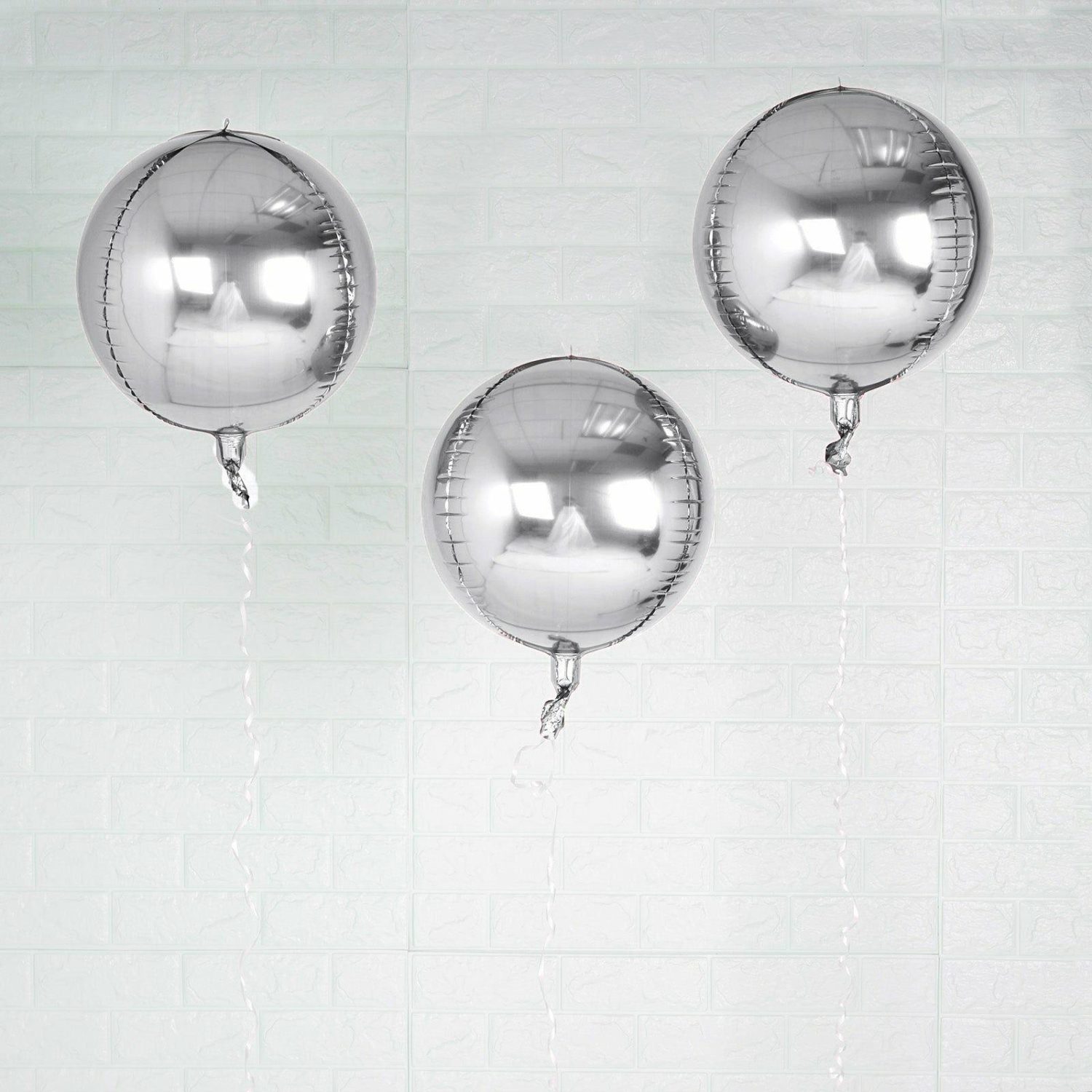 Foil Mylar & Vinyl Balloons | 2 Pack Shiny Silver Sphere Mylar Foil Helium or Air Balloons 12″ 4D Balloons Foil Mylar & Vinyl Balloons