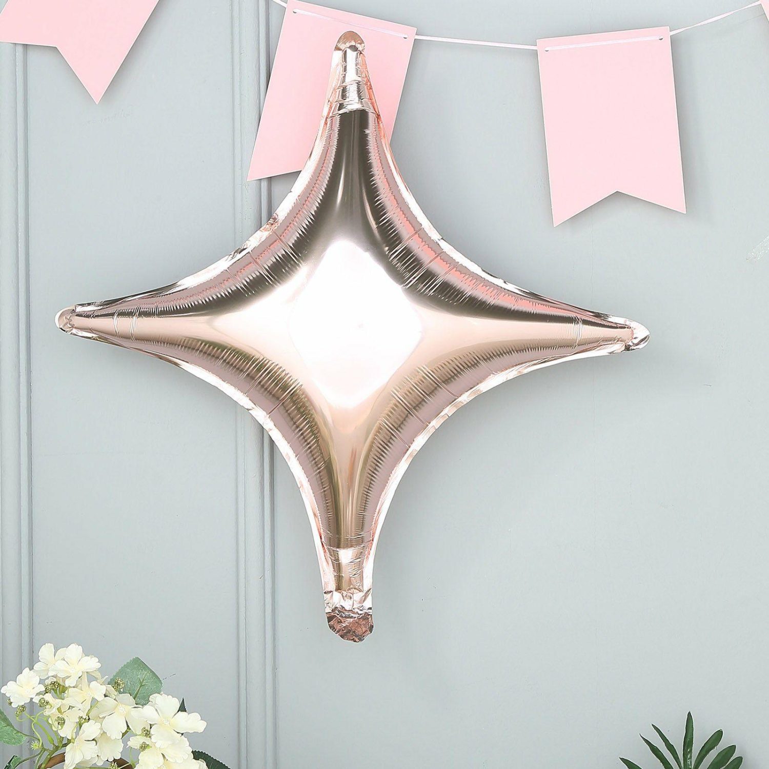 Foil Mylar & Vinyl Balloons | 3 Pack Rose Gold Quadrangle Star Mylar Foil Helium Air Balloon 23″ Balloons Foil Mylar & Vinyl Balloons