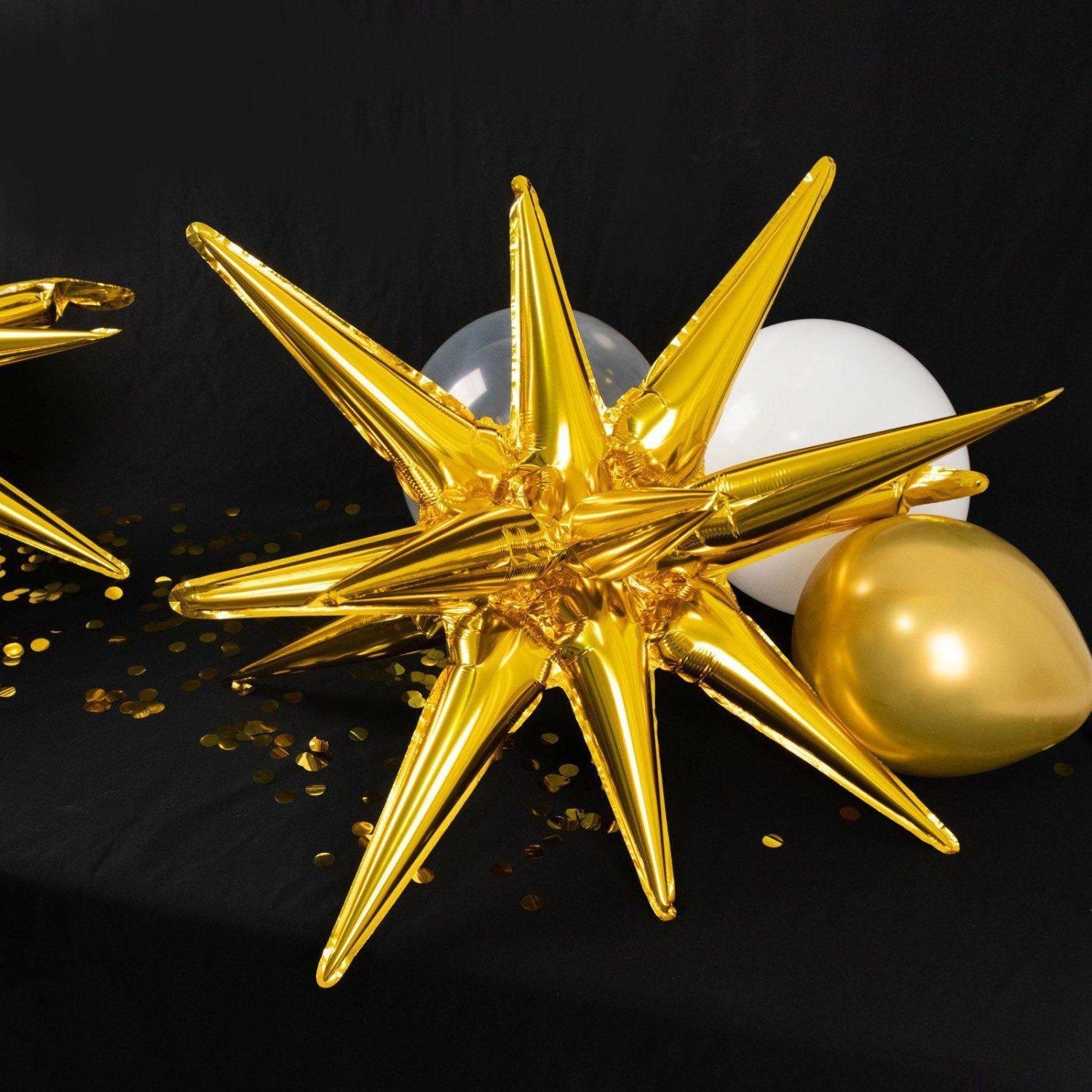 Foil Mylar & Vinyl Balloons | 5 Pack Large Metallic Gold 14-Point Star Explosion Foil Balloons, Fireworks Starburst Shaped Mylar Party Balloons 27″ Balloons Foil Mylar & Vinyl Balloons