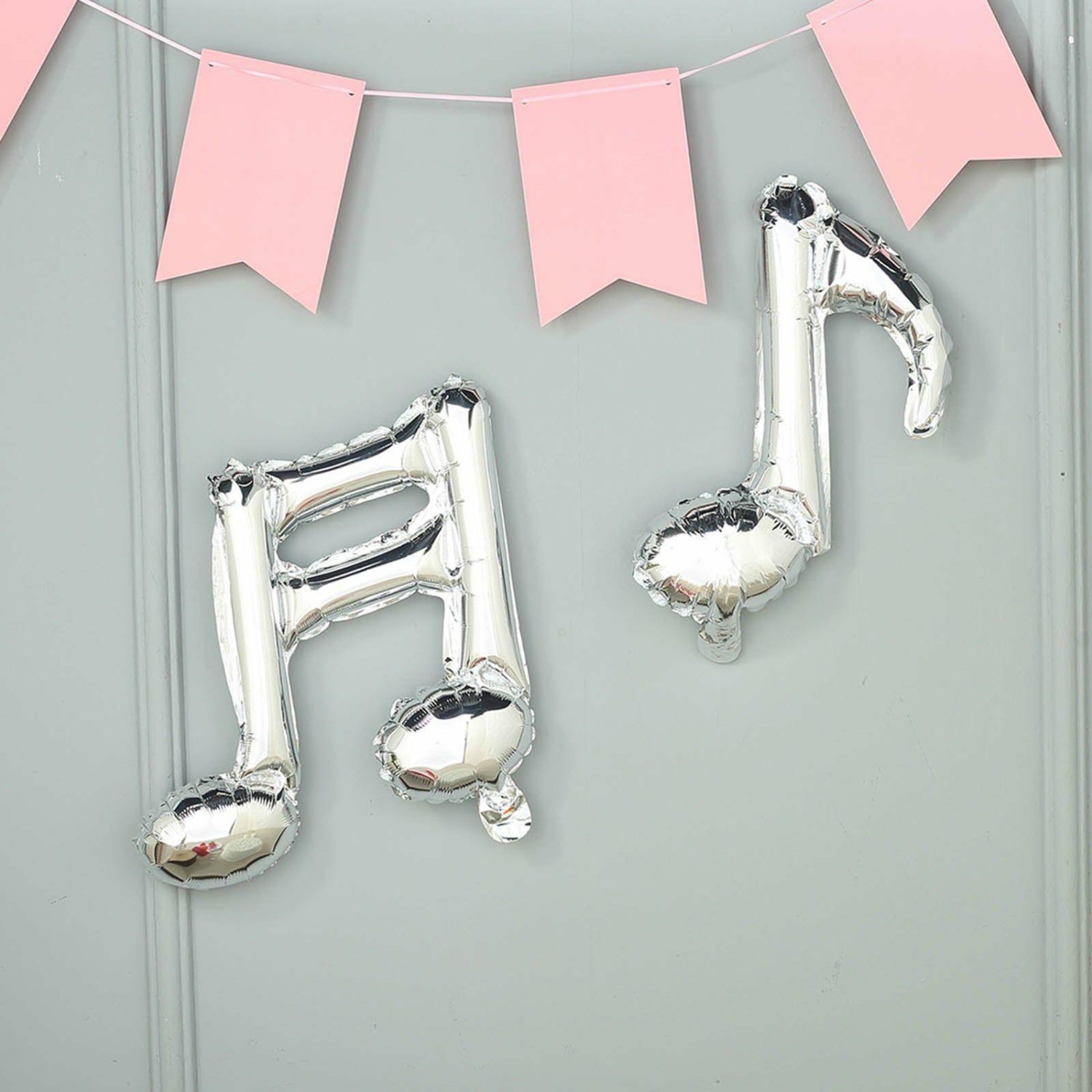 Foil Mylar & Vinyl Balloons | 6 Pack Shiny Silver Single and Double Music Note Mylar Foil Balloons Balloons Foil Mylar & Vinyl Balloons