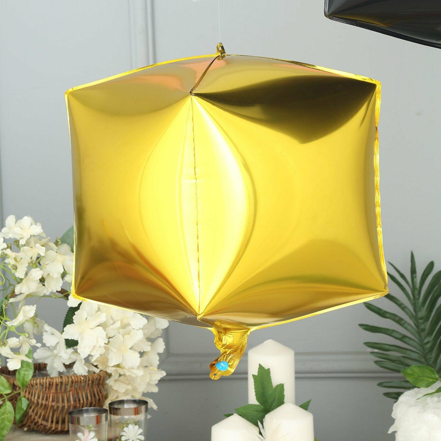 Foil Mylar & Vinyl Balloons | Gold Cube Mylar Balloons, 4D Square Foil Balloons 14″ Balloons Foil Mylar & Vinyl Balloons