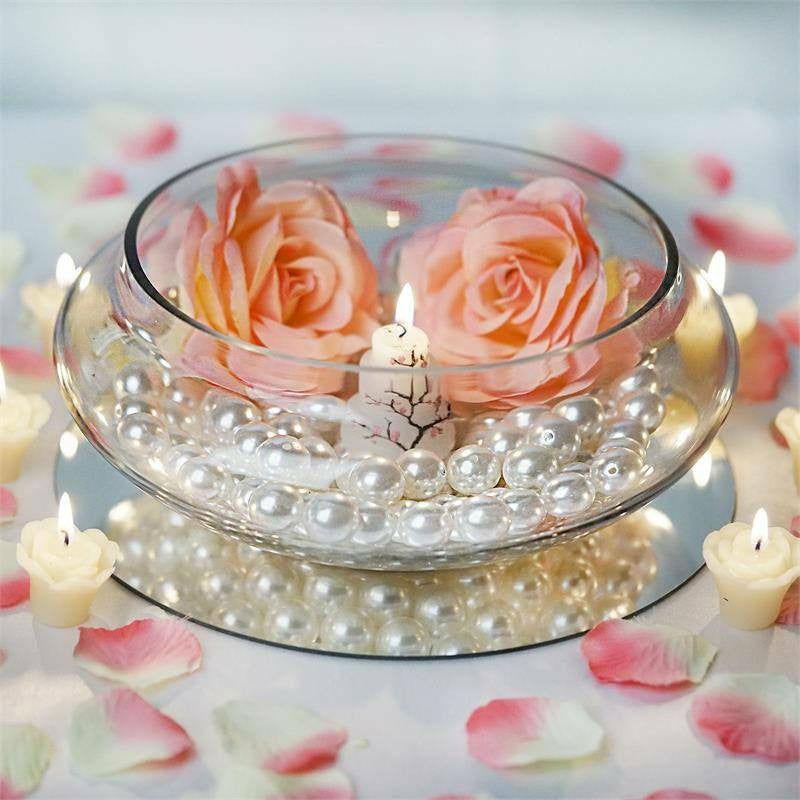 Glass Candle Holders | Floating Candle Glass Bowl Centerpiece, Multi Purpose Table Decor 10″ Candelabra Glass Candle Holders