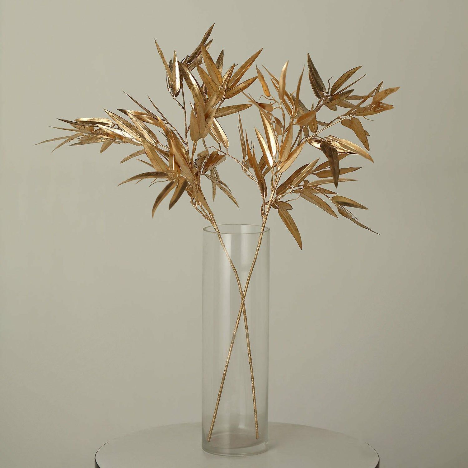 Golden Sprays | 2 Pack Shiny Metallic Gold Faux Plant Arrangement Floral Stems, Artificial Bamboo Leaf Branches 33″ Artificial Plants Bamboo Leaves