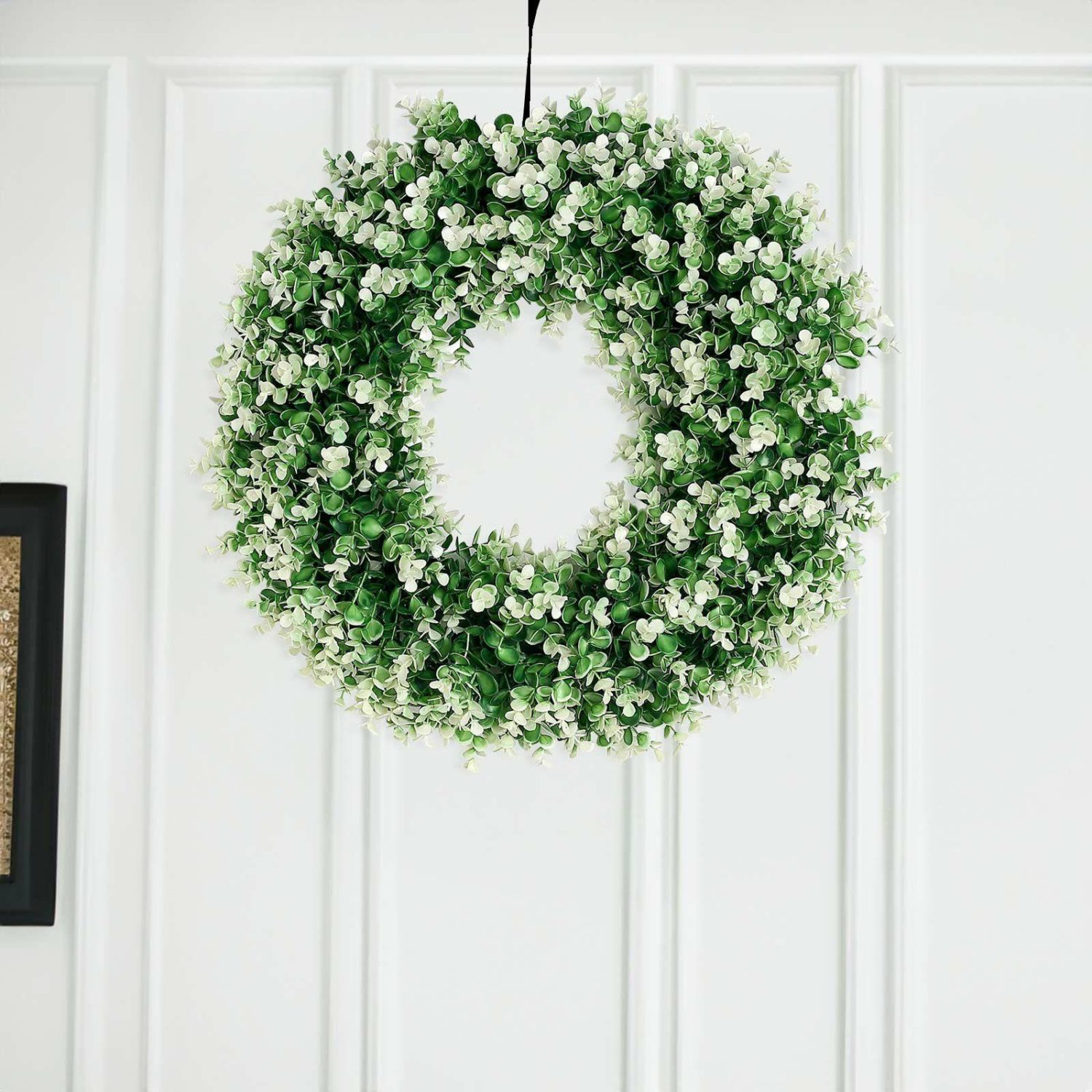 Greenery Vines | 2 Pack White Tip Artificial Lifelike Genlisea Leaf Spring Wreath 21″ Flower Garlands Genlisea