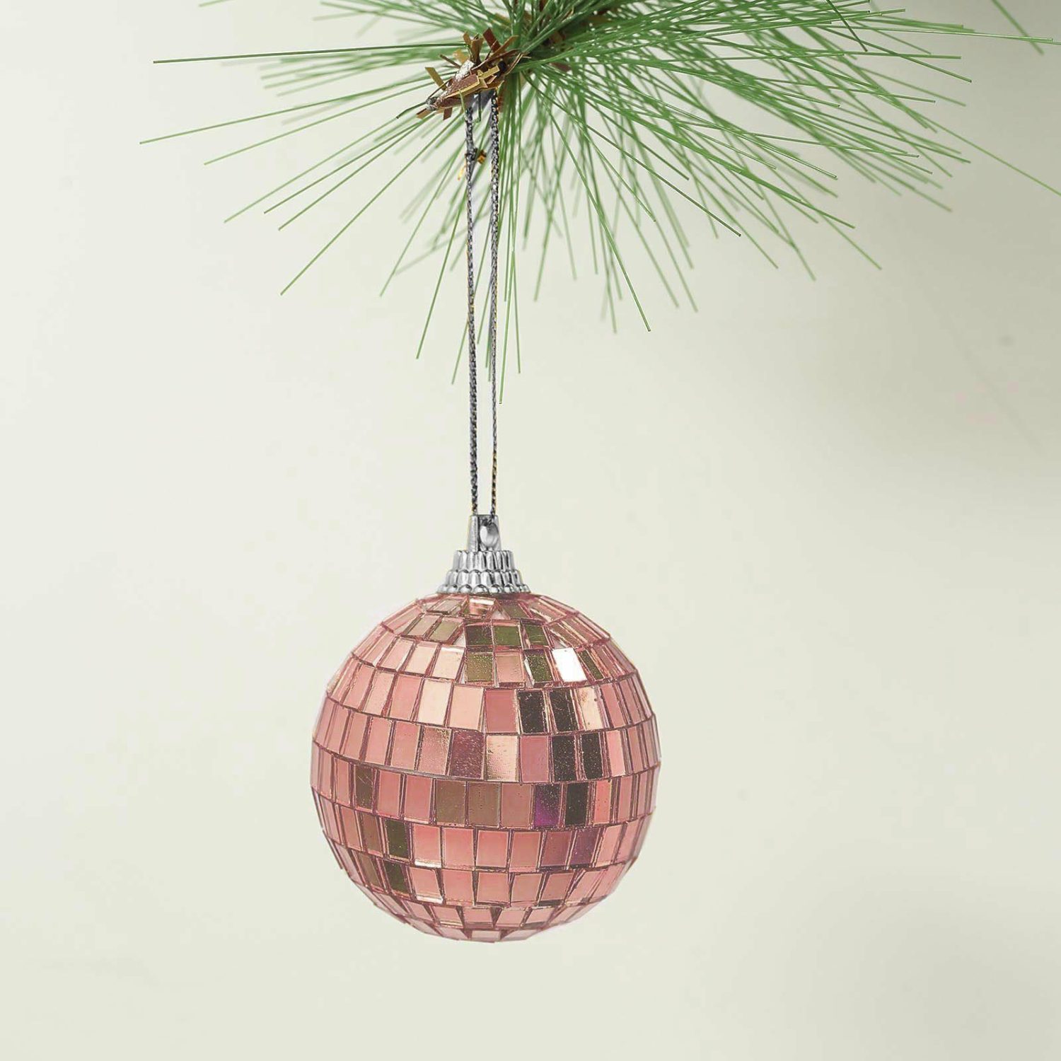 Hanging Lights & Chandelier | 6 Pack Rose Gold Foam Disco Mirror Ball With Hanging Strings, Holiday Christmas Ornaments 2″ Hanging Decors Hanging Lights & Chandelier