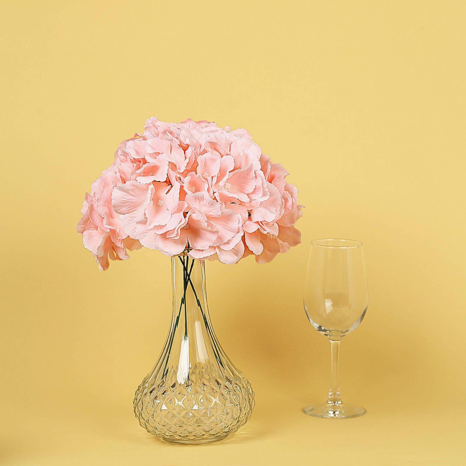 Hydrangea & Carnation Mums | 10 Flower Head and Stems Blush Artificial Satin Hydrangeas, DIY Arrangement Artificial Flowers Blush