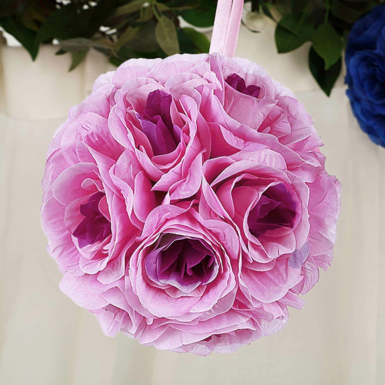 Kissing Balls | 2 Pack Lavender Lilac Artificial Silk Rose Kissing Ball, Flower Ball 7″ Accent Flowers Kissing Balls